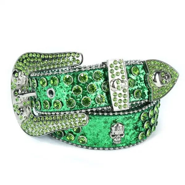 Leather Arisawa x Misac Rhinestone Studded PU Leather Belt Size ONE SIZE - 7 Thumbnail