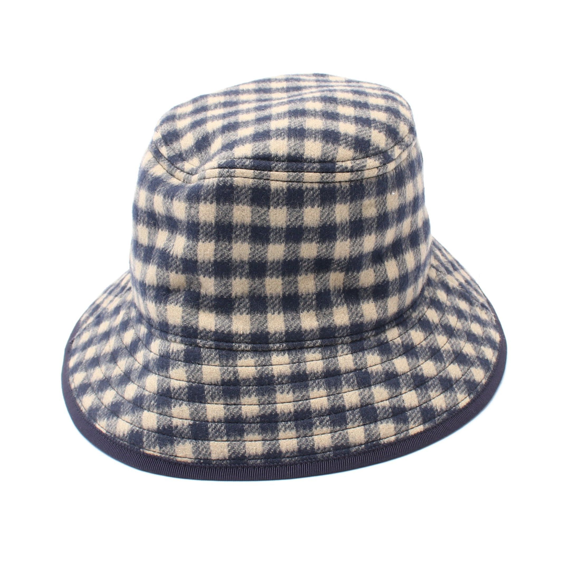 Gucci Gucci Bucket Hat Check Wool Navy Beige Size ONE SIZE - 1 Thumbnail