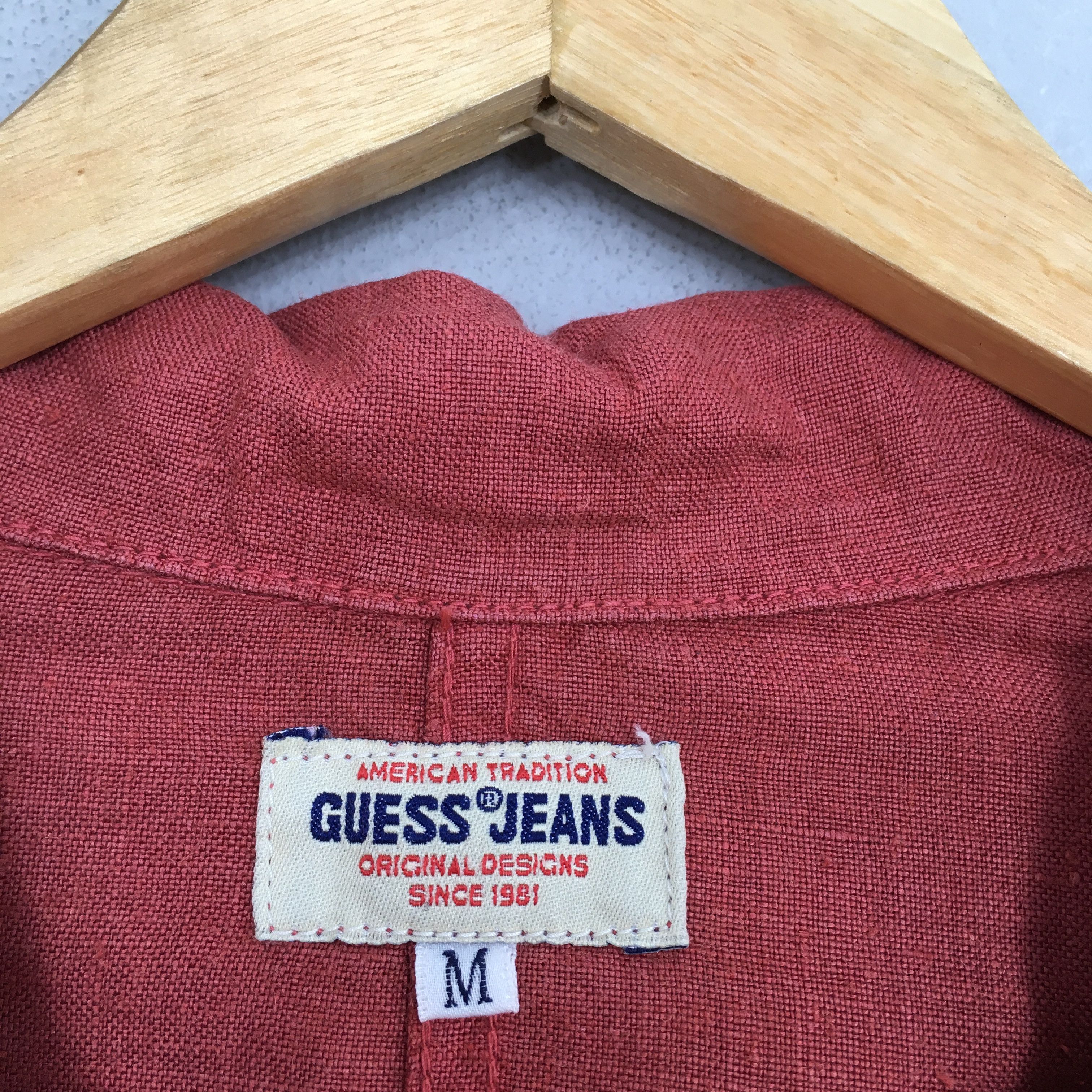 Guess × Jean × Vintage Vintage Guess Jeans Women Cropped Jacket Linen Medium Size M / US 6-8 / IT 42-44 - 5 Thumbnail