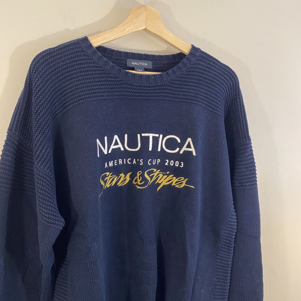 Nautica × Vintage Vintage Y2K Nautica Logo Knit Sweater XL Size US XL / EU 56 / 4 - 3 Thumbnail
