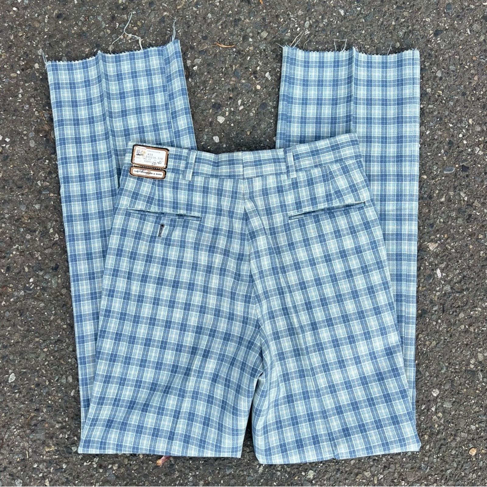 Vintage 60s Jack Nicklaus HART SCHAFFNER MARX blue plaid poly pants Size 30" / US 8 / IT 44 - 2 Thumbnail