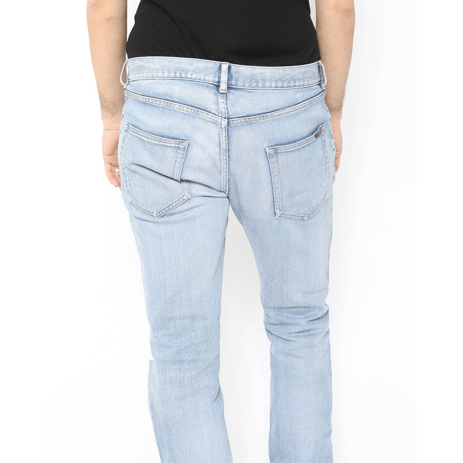 Saint Laurent Paris Knee-Rip Jeans in Light Washed Denim Size US 34 / EU 50 - 9 Thumbnail