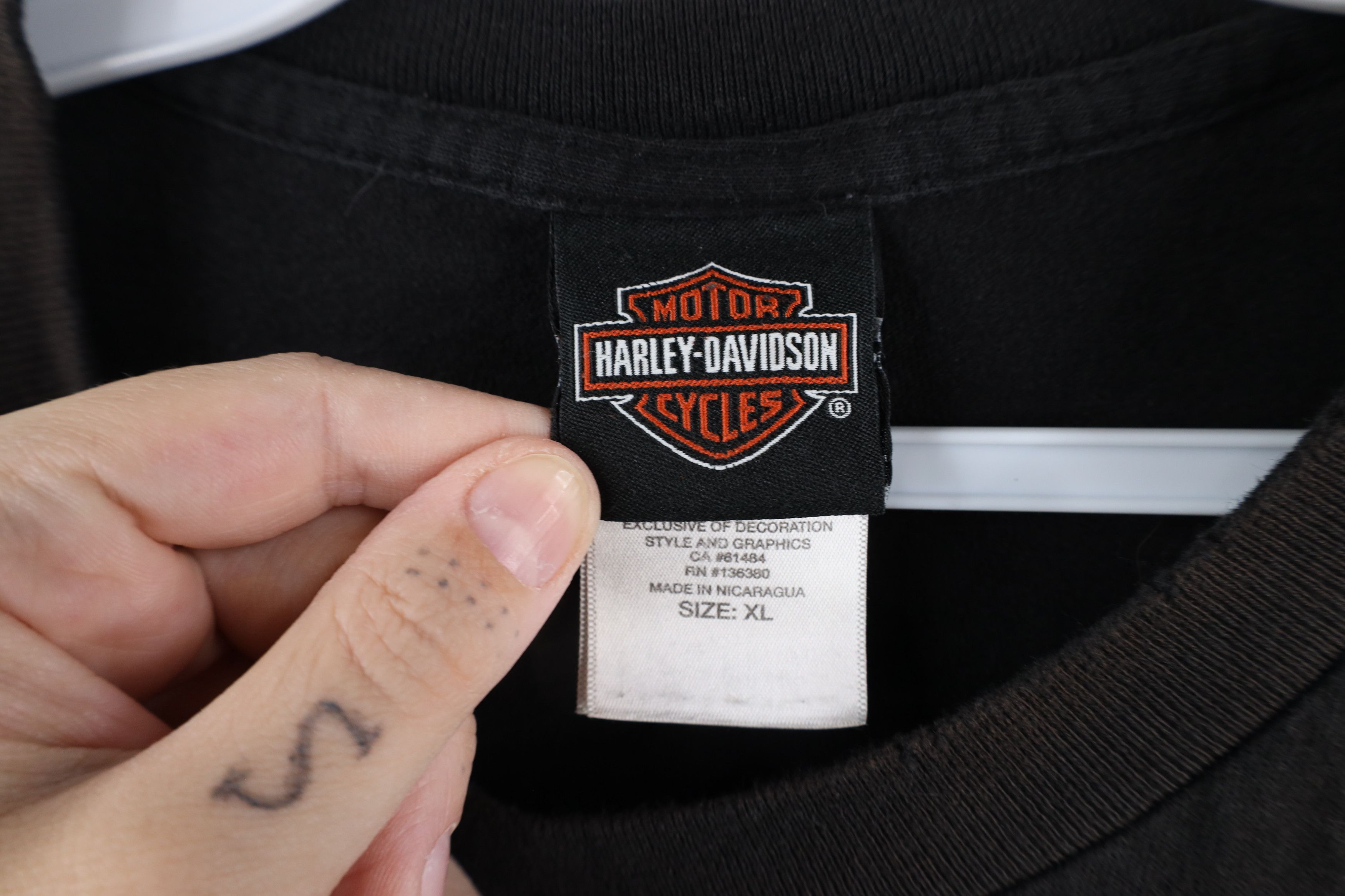 Harley Davidson × Vintage Harley Davidson Out Big Logo Wings T-Shirt Black Cotton Size US XL / EU 56 / 4 - 10 Thumbnail