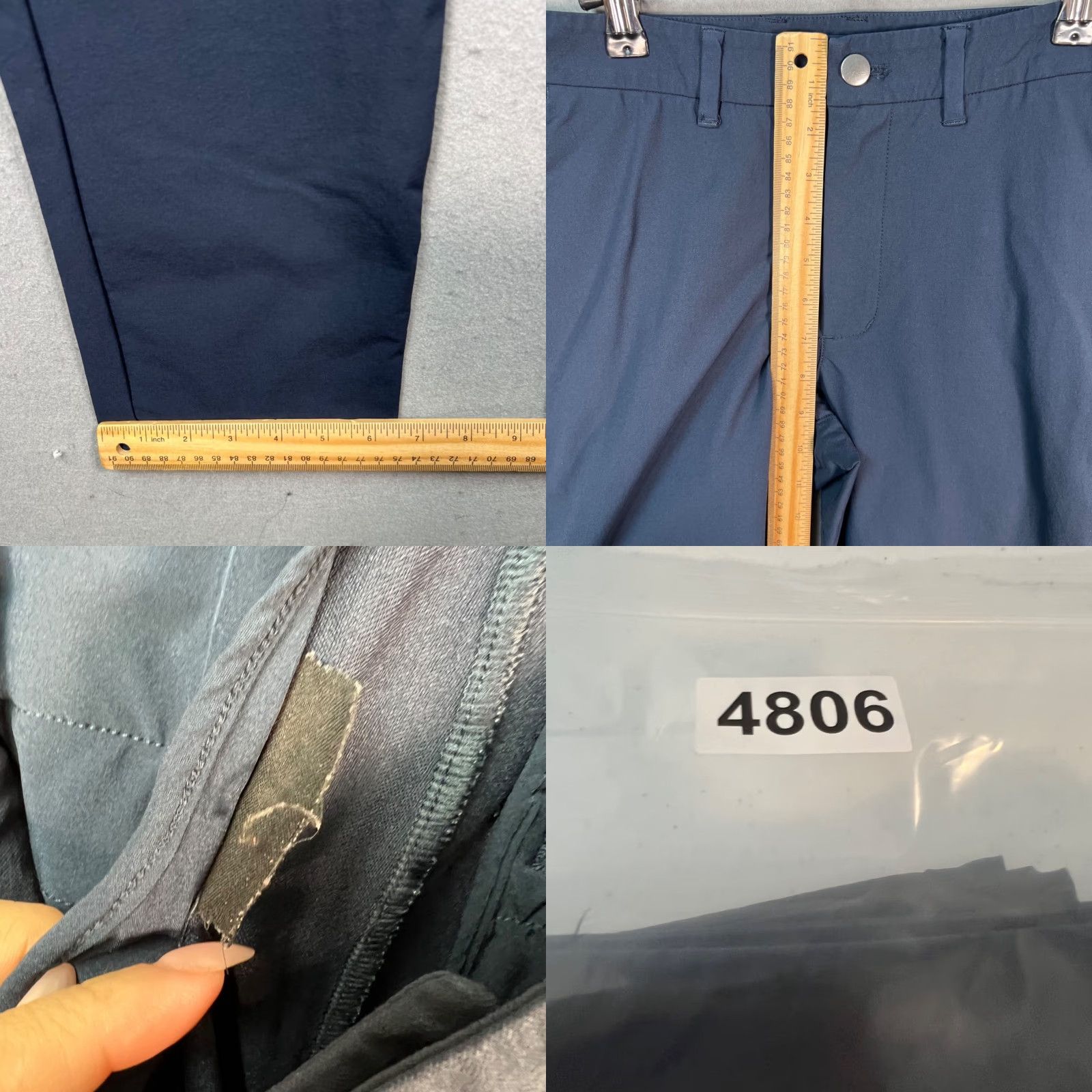 Vintage Mens Slim Fit Navy Blue Chino Pants Office Commute - 30 Regular, Polyester Elastane Cotton, Flat Front, Tapered Leg, Dress Pants, Casual, Men Size US 30 / EU 46 - 8 Thumbnail