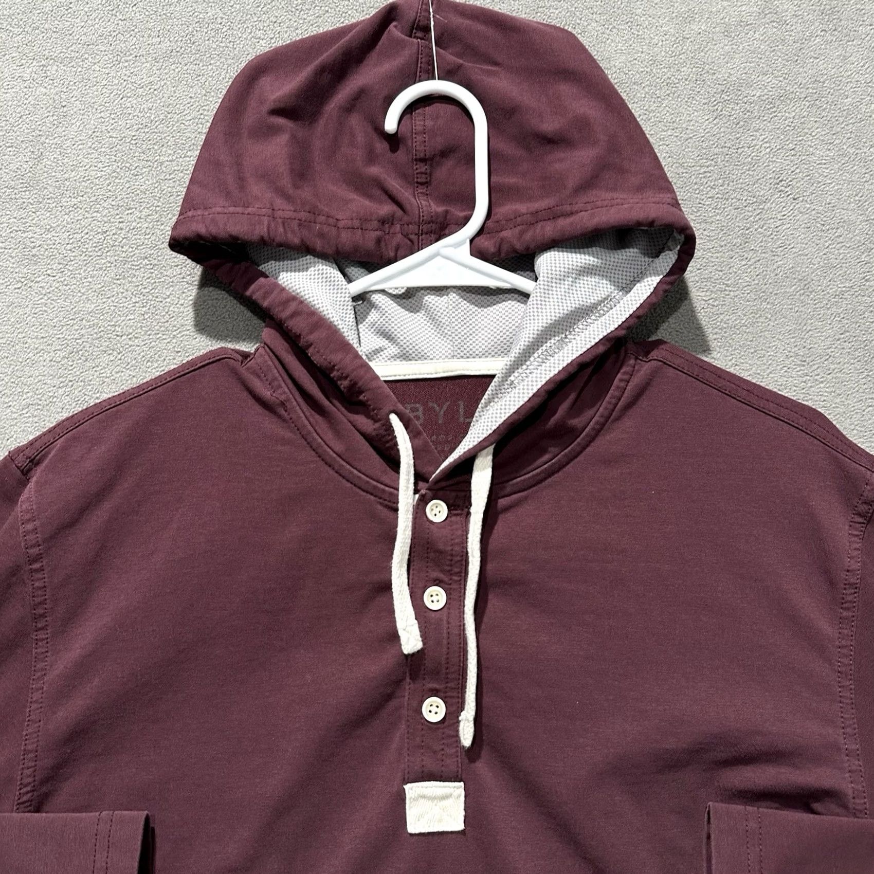 Vintage BYLT Hoodie Mens M Maroon Pullover Hooded Henley Cotton Stretch GUC Regular Size M Red Pants? Size US M / EU 48-50 / 2 - 3 Thumbnail