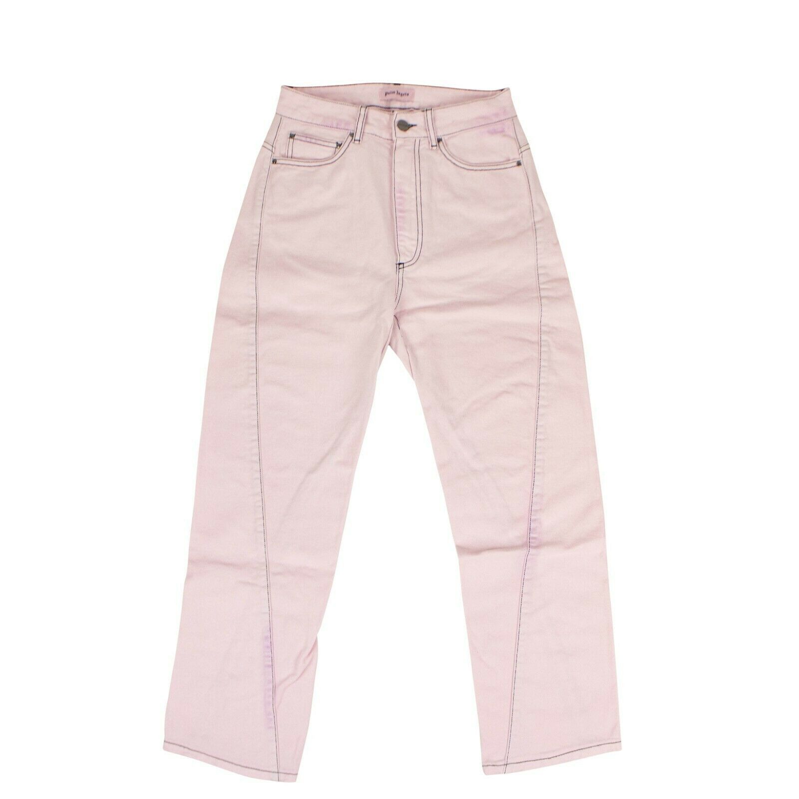 image of Palm Angels Pink Cotton Curved Seam Jeans Pants Size 29, Women's