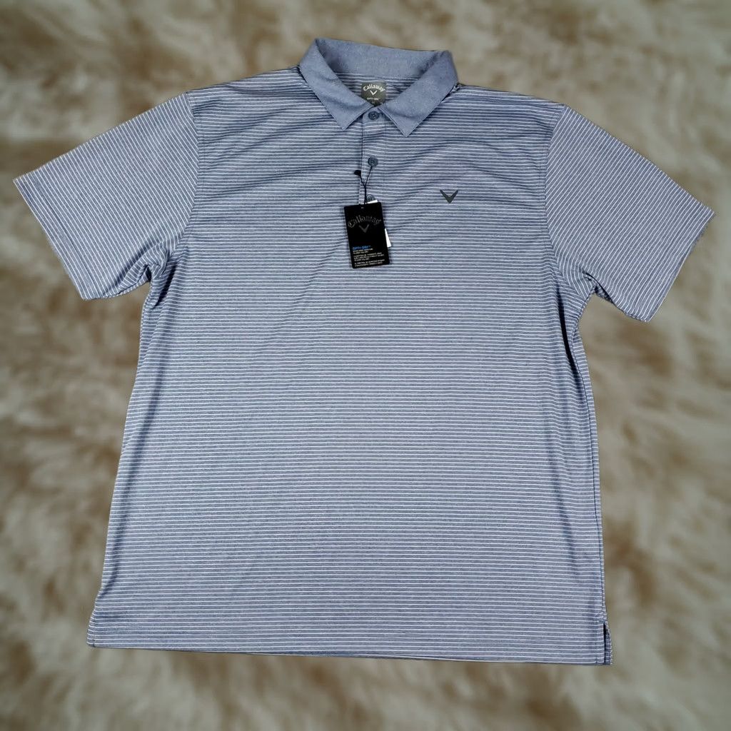 Callaway Callaway Polo Shirt Mens XL Blue Striped Opti Dri Fit Golf Short Sleeve Size US XL / EU 56 / 4 - 1 Thumbnail