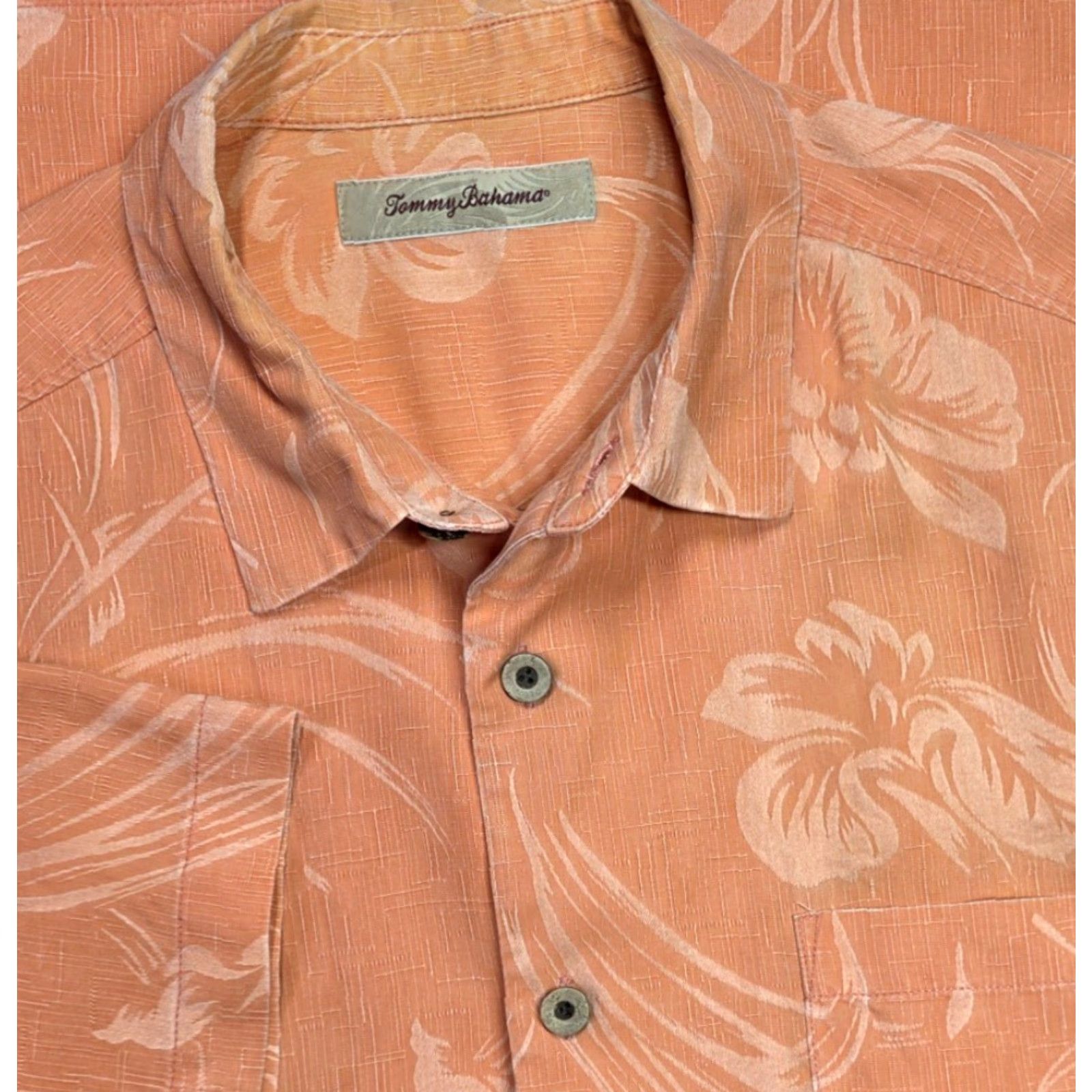 Tommy Bahama TOMMY BAHAMA Short Sleeve Camp Shirt Orange Silk Jacquard Floral Men M Size US M / EU 48-50 / 2 - 2 Thumbnail