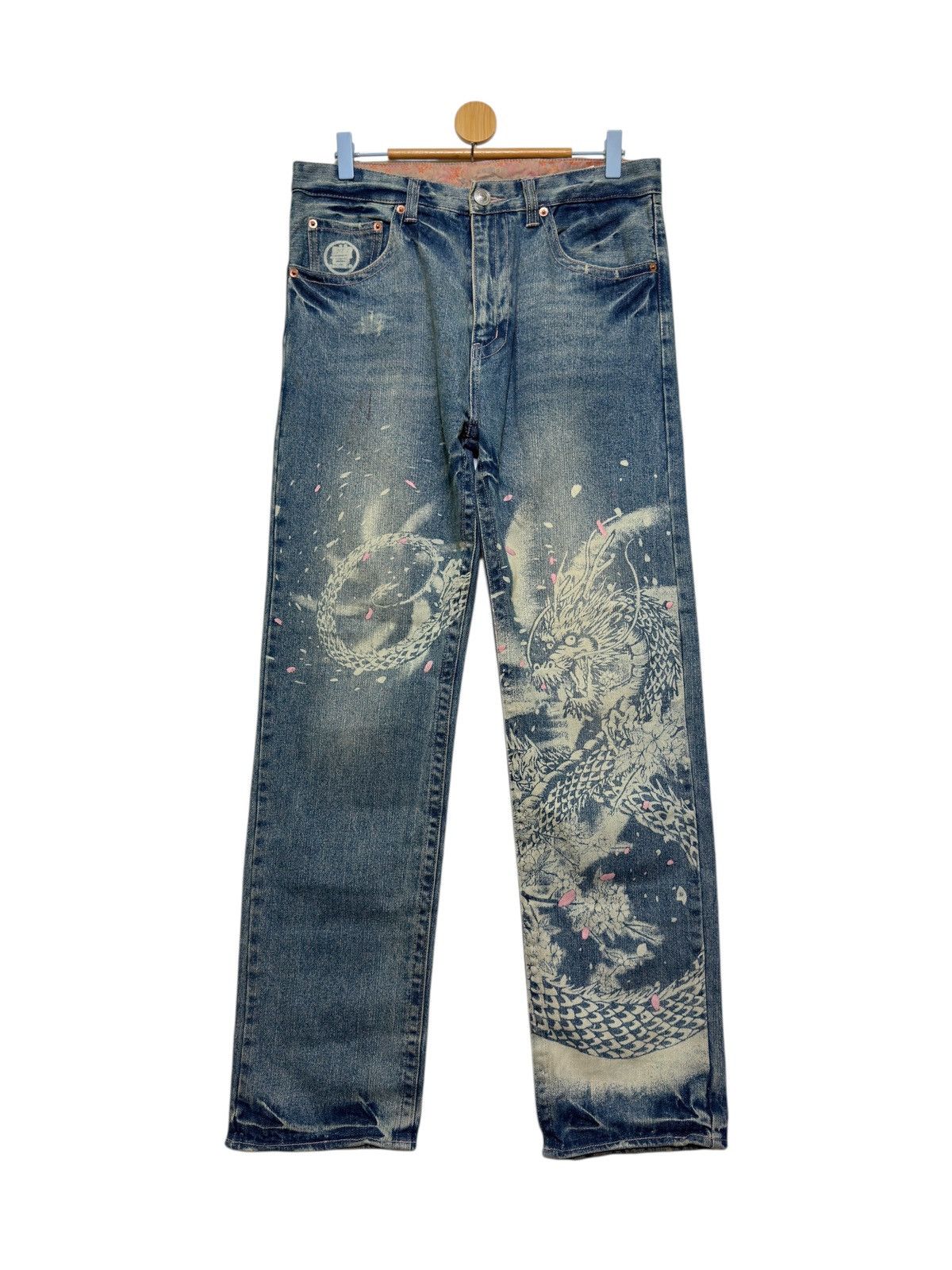 Rare Karakuri Tamashi Sukajan Acid Wash Paint Splash Dragon