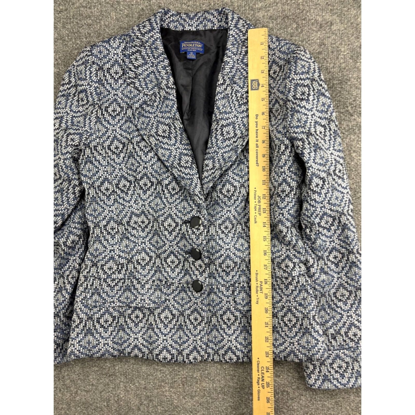 Pendleton Pendleton Blazer Womens 12 Blue Geometric 3 Button Lined Career Jacket Workwear Shirt Size XL / US 12-14 / IT 48-50 - 3 Thumbnail
