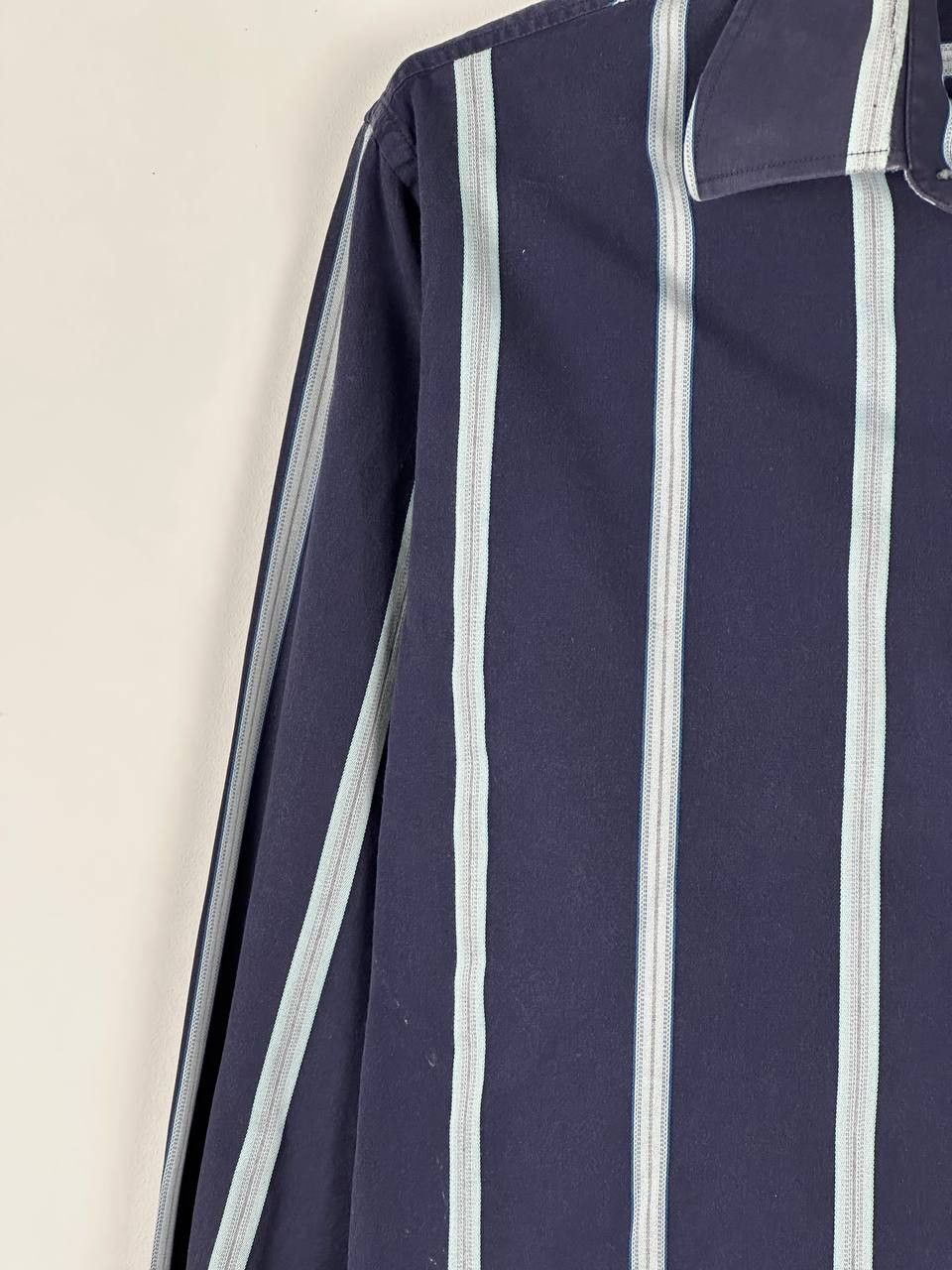 Vintage × Yves Saint Laurent Cotton YSL Shirt Blue Striped Longsleeve Button Up Size US L / EU 52-54 / 3 - 5 Thumbnail