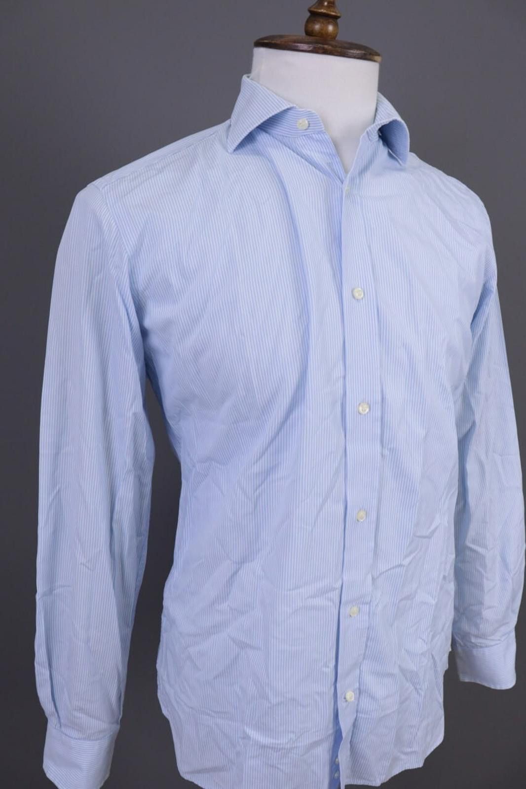 Designer Boggi Milano 2/100' Doppio Ritorto Blue Shirt Size 39 / 15 Size US M / EU 48-50 / 2 - 5 Thumbnail