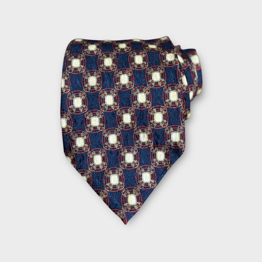 Valentino Vintage Valentino Tie Navy Blue Red Silk Classic Preppy Luxu Size ONE SIZE - 1 Thumbnail
