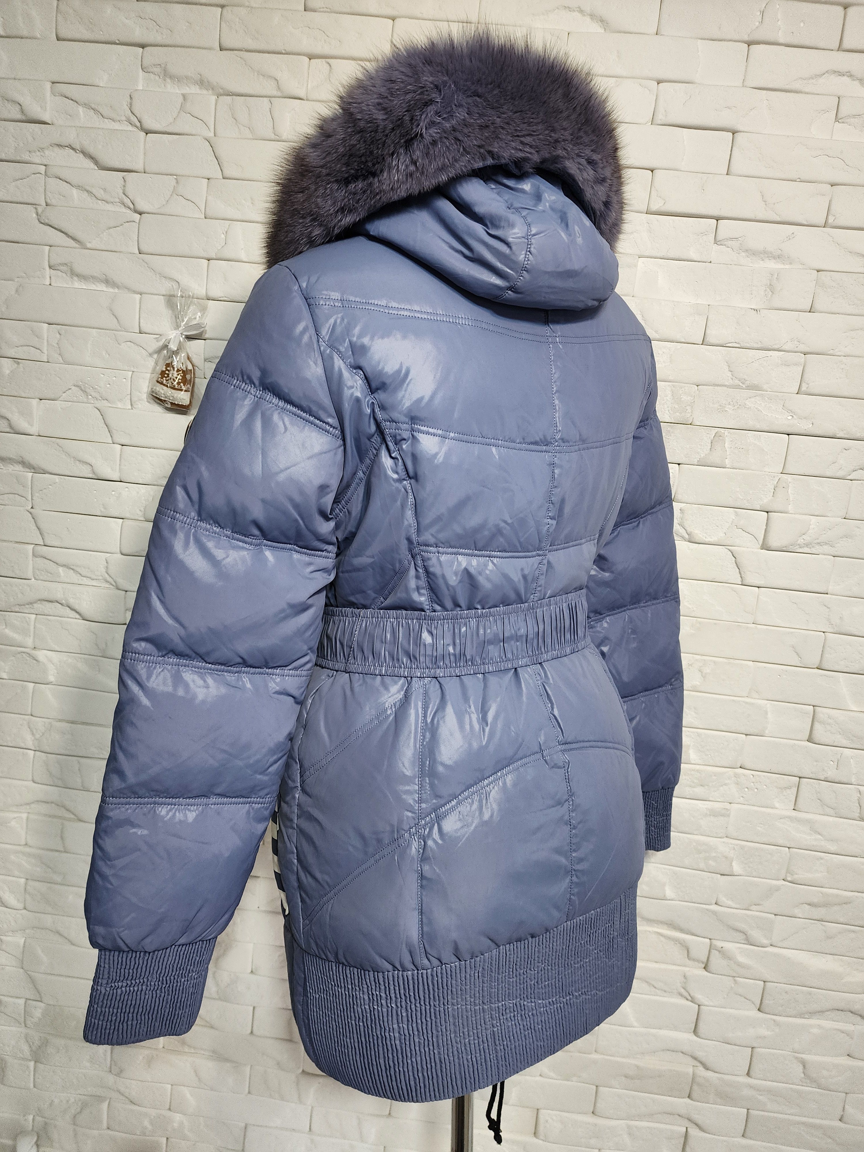 Uniqlo Blue Down Puffer Coat: Hooded Fur Trim Winter Jacket Size M / US 6-8 / IT 42-44 - 6 Thumbnail