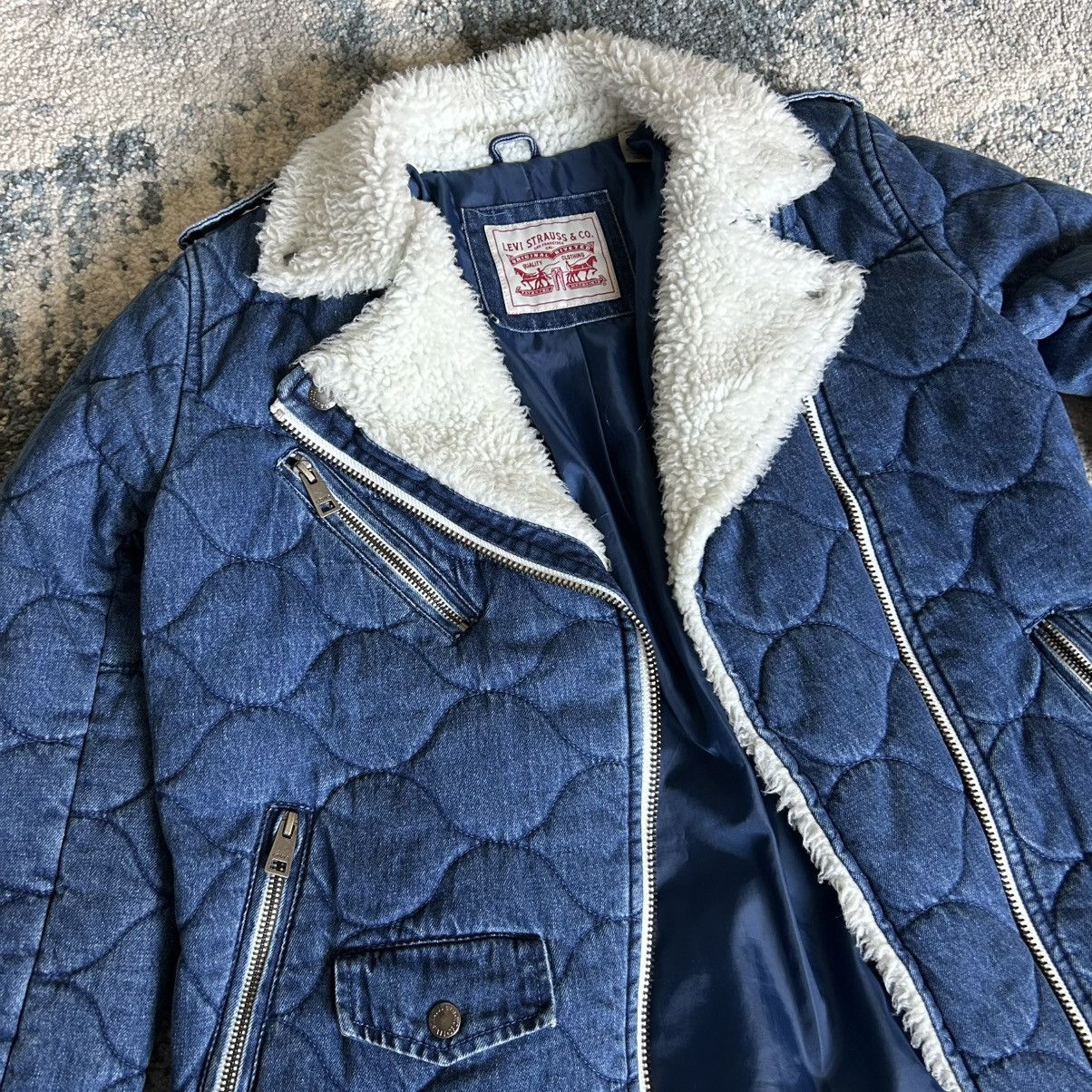 Levi's QUiLTED iNDiGO NATURAL WHiTE SHERPA LiNED TANKER JACKET ZiP Size XS / US 0-2 / IT 36-38 - 2 Thumbnail