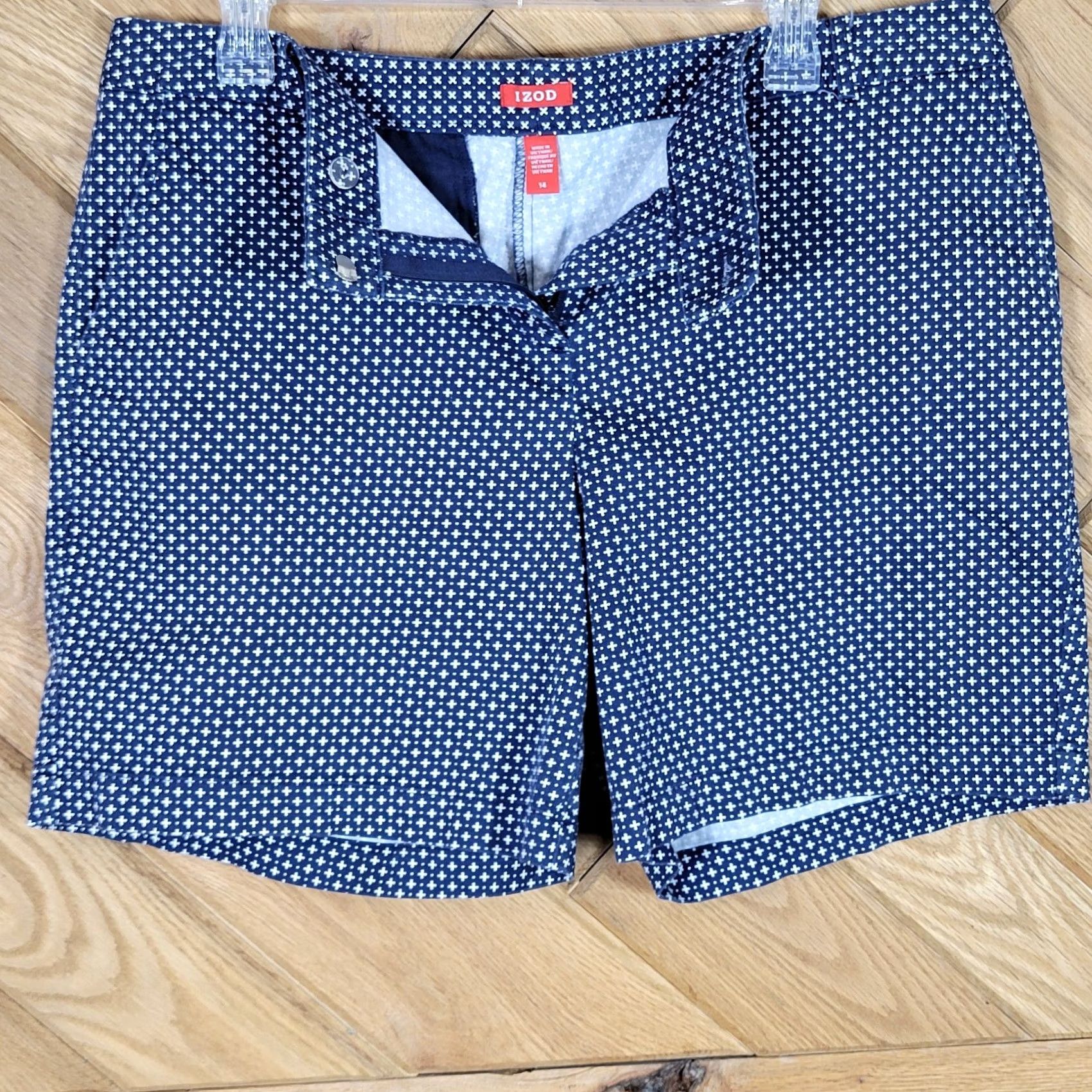 Izod Izod Chino Shorts Womens Size 14 Blue White Mid Rise Flat Front Pockets Casual Size 36" / US 14 / IT 50 - 3 Thumbnail