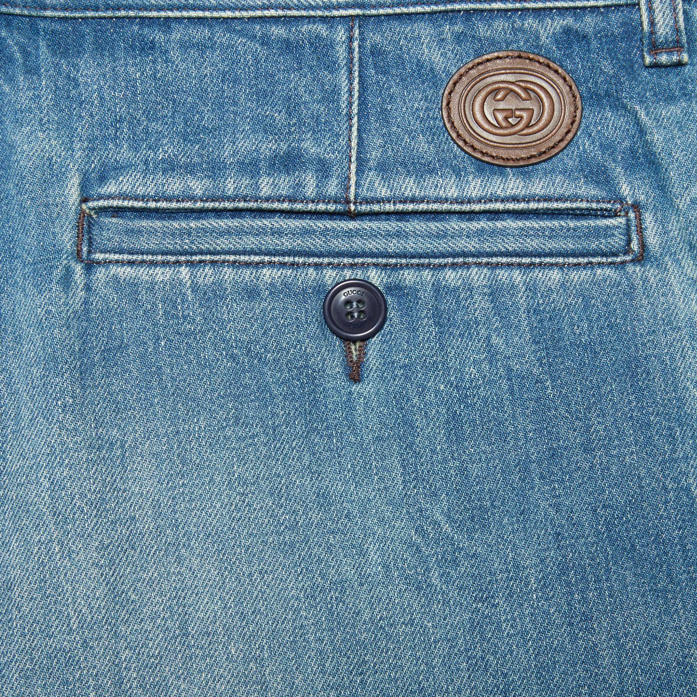 Gucci 48 M - Gucci Washed Jeans Organic Denim Pant with Patch Blue Size US 32 / EU 48 - 4 Thumbnail