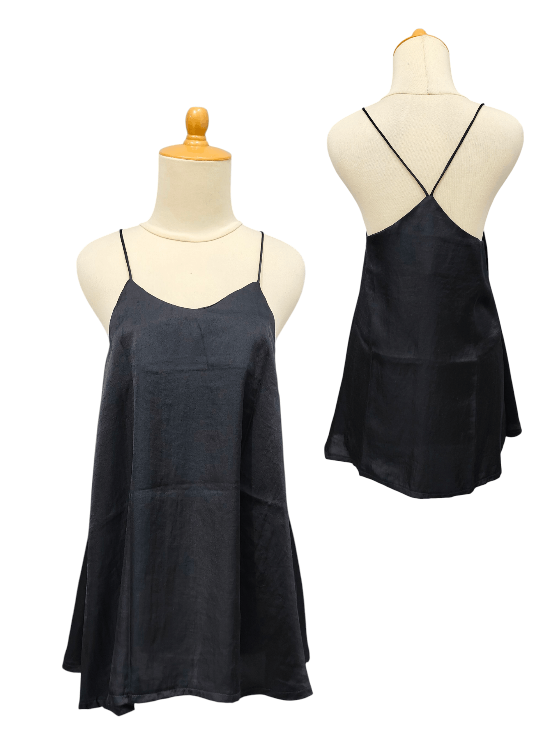 Japanese Brand NICE CLAUP🇯🇵 Mori Minimalist Gothic Satin A-Line Dress Size M / US 6-8 / IT 42-44 - 1 Thumbnail