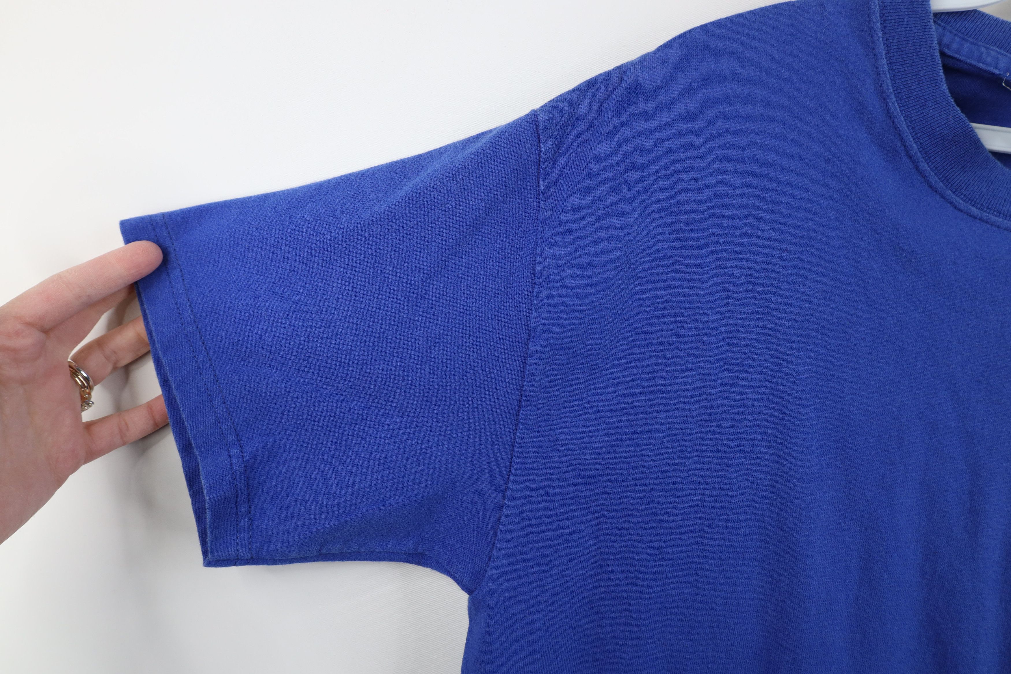Vintage Vintage 90s Streetwear Blank Heavyweight Cotton T-Shirt Blue Size US M / EU 48-50 / 2 - 8 Thumbnail