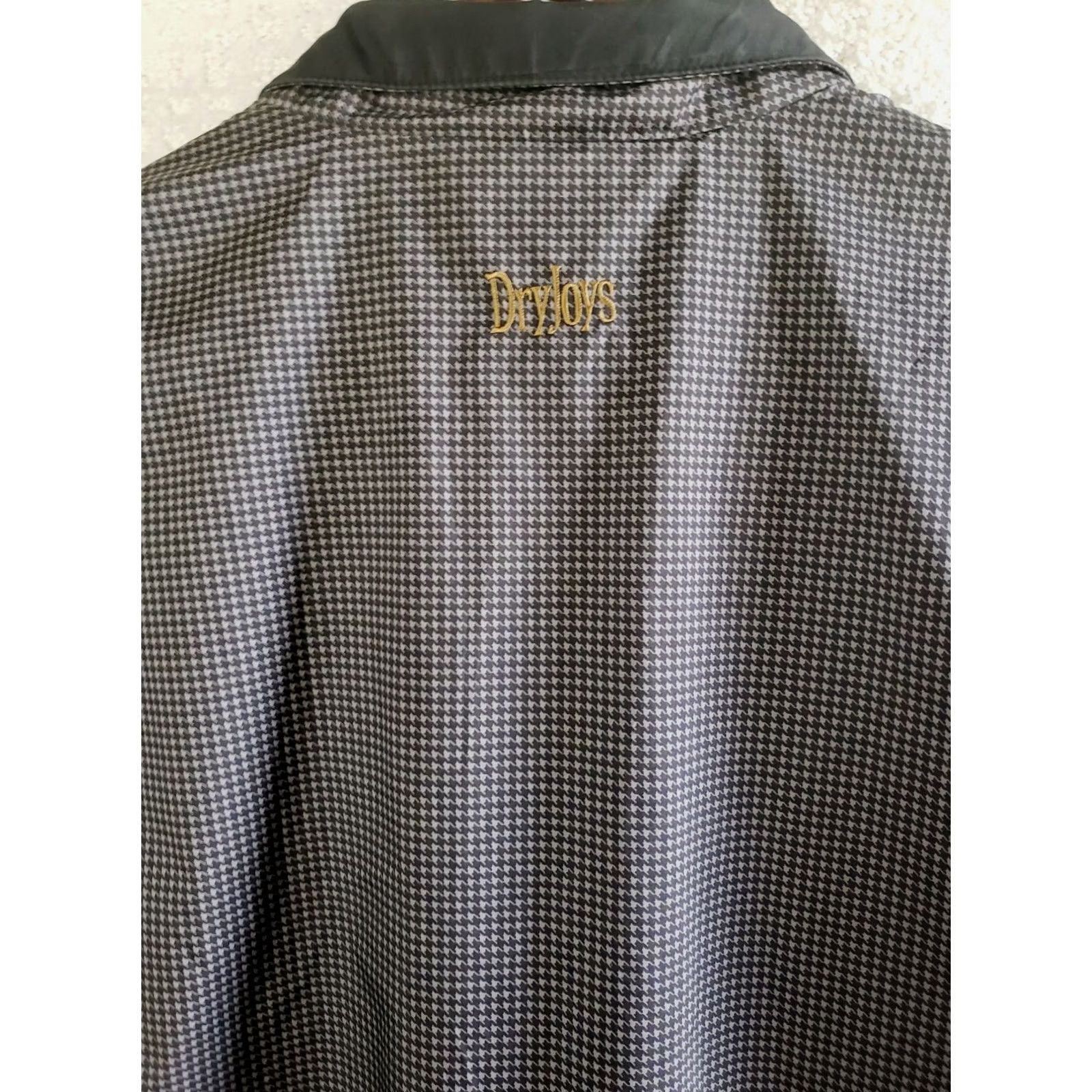Footjoy FootJoy Dryjoys Mens L Windbreaker Vest Black/Gray Houndstooth Golf Club Snap Collar Vest Size US L / EU 52-54 / 3 - 7 Thumbnail
