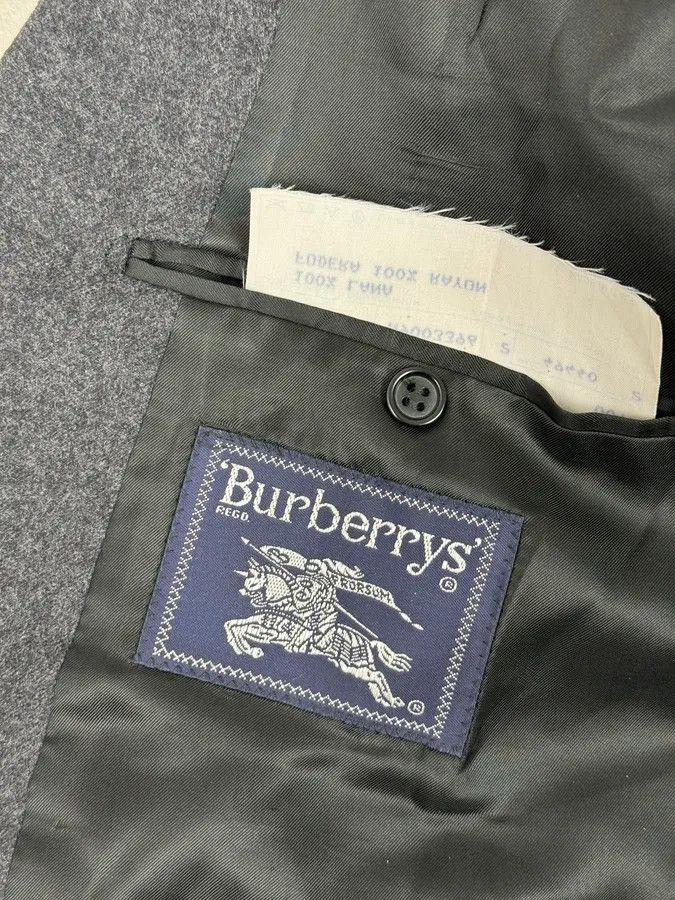Burberry 1990s Burberry Grey Wool Blazer Jacket Size 40R - 11 Thumbnail