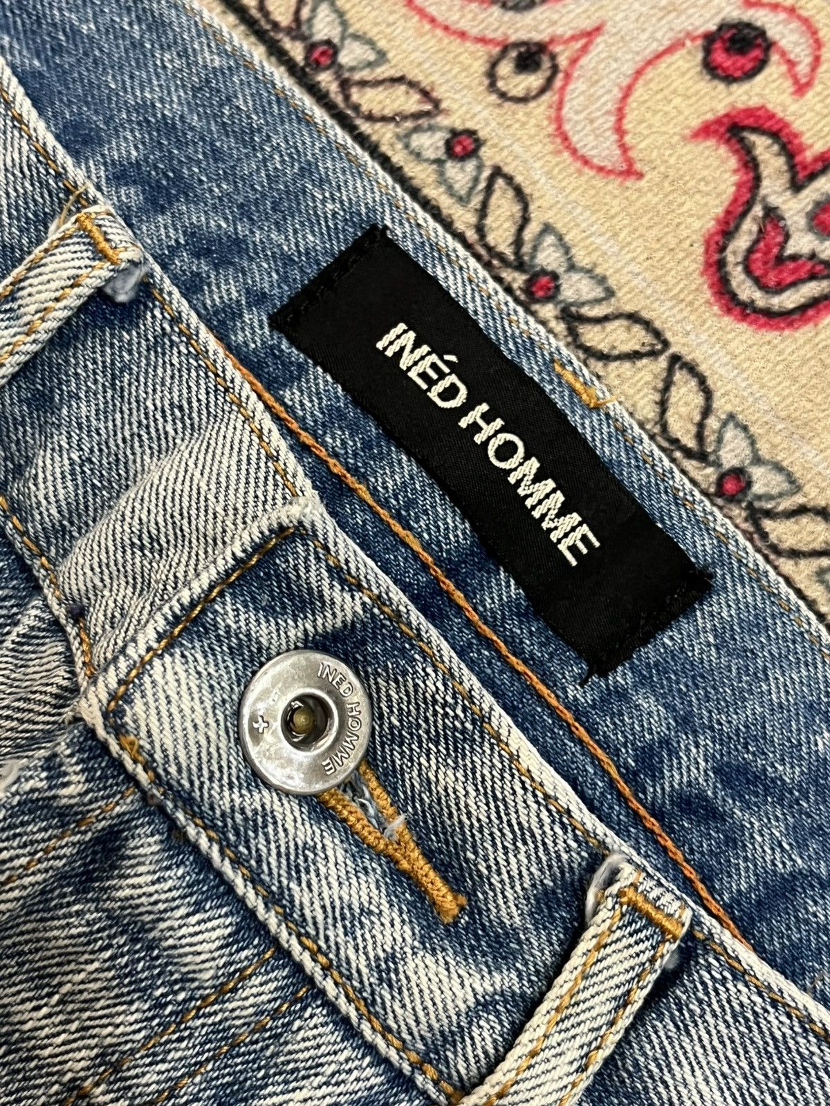 Yohji Yamamoto Ined Homme Light Washed Faded Distressed Straight Jeans Size US 31 - 6 Thumbnail