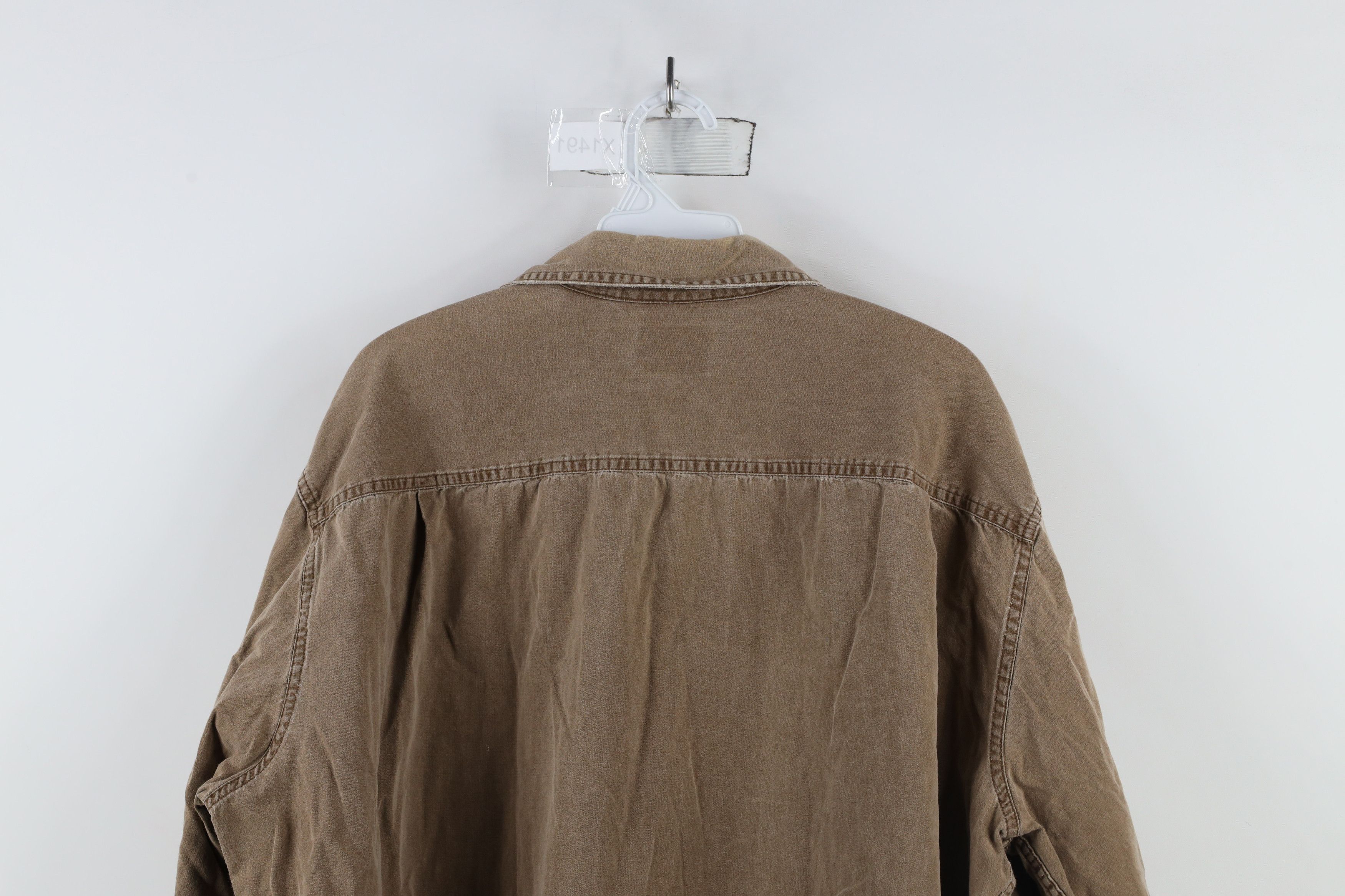 Vintage Vintage 90s Streetwear Stonewash Canvas Button Shirt Brown Size US XXL / EU 58 / 5 - 14 Thumbnail