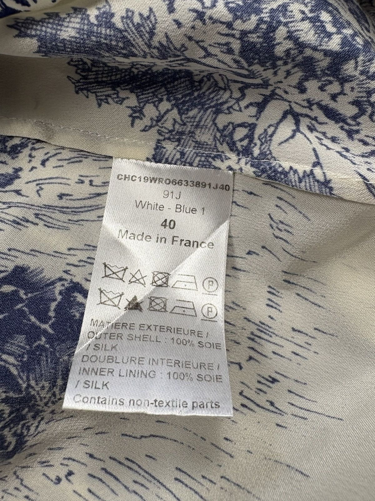 Chloe Arhival Chloé White & Blue Silk Toile Print Dress France 40 Size M / US 6-8 / IT 42-44 - 20 Thumbnail