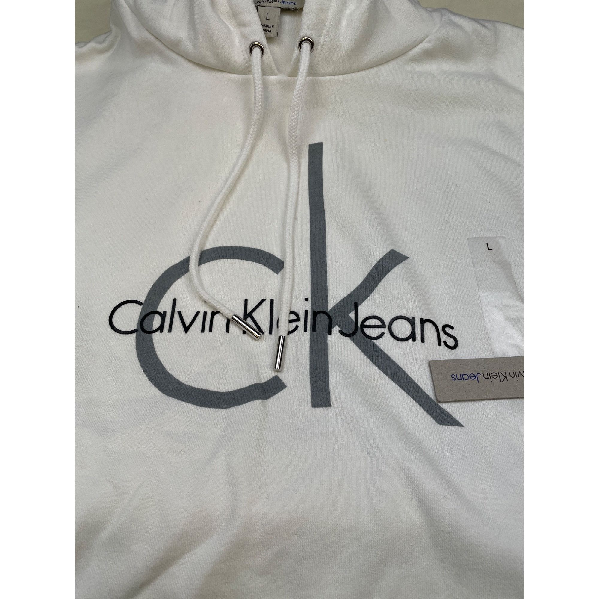 Calvin Klein Calvin Klein Women's White Hooded Sweatshirt Straght Cut Siz Size L / US 10 / IT 46 - 7 Thumbnail