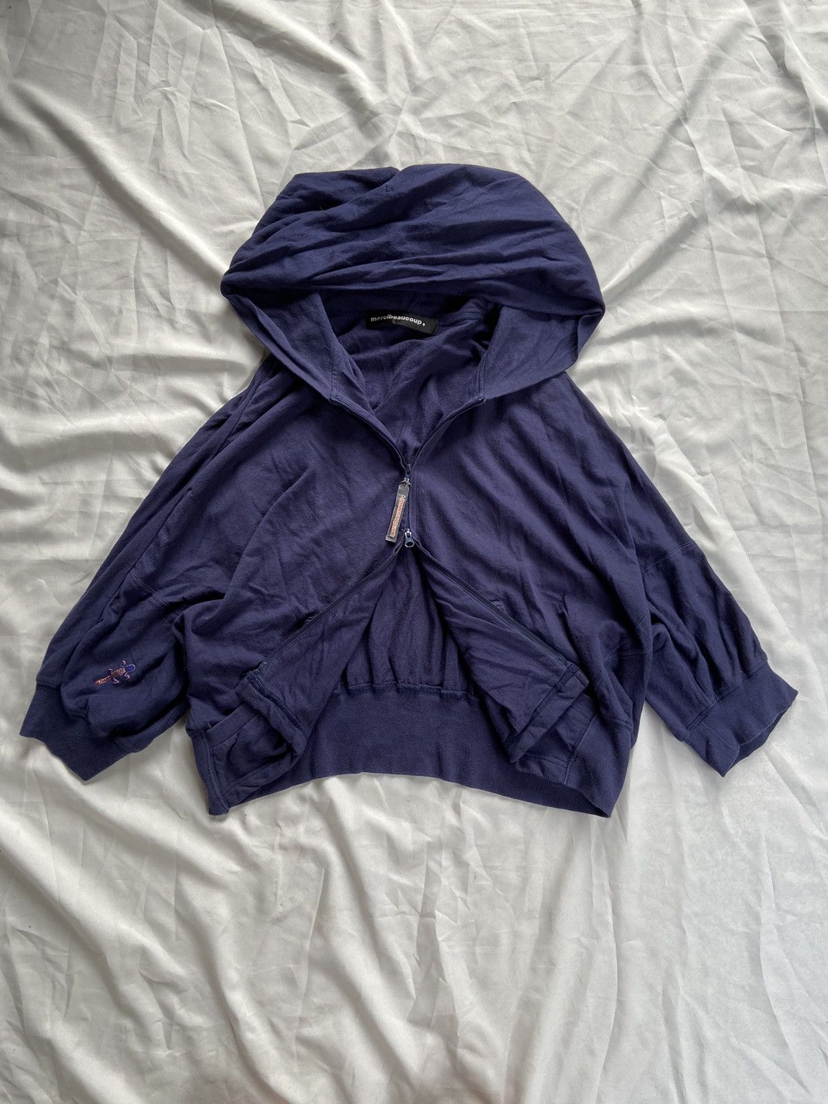 image of If Six Was Nine x Mercibeaucoup Poncho Hoodie Style in Navy, Men's (Size Small)