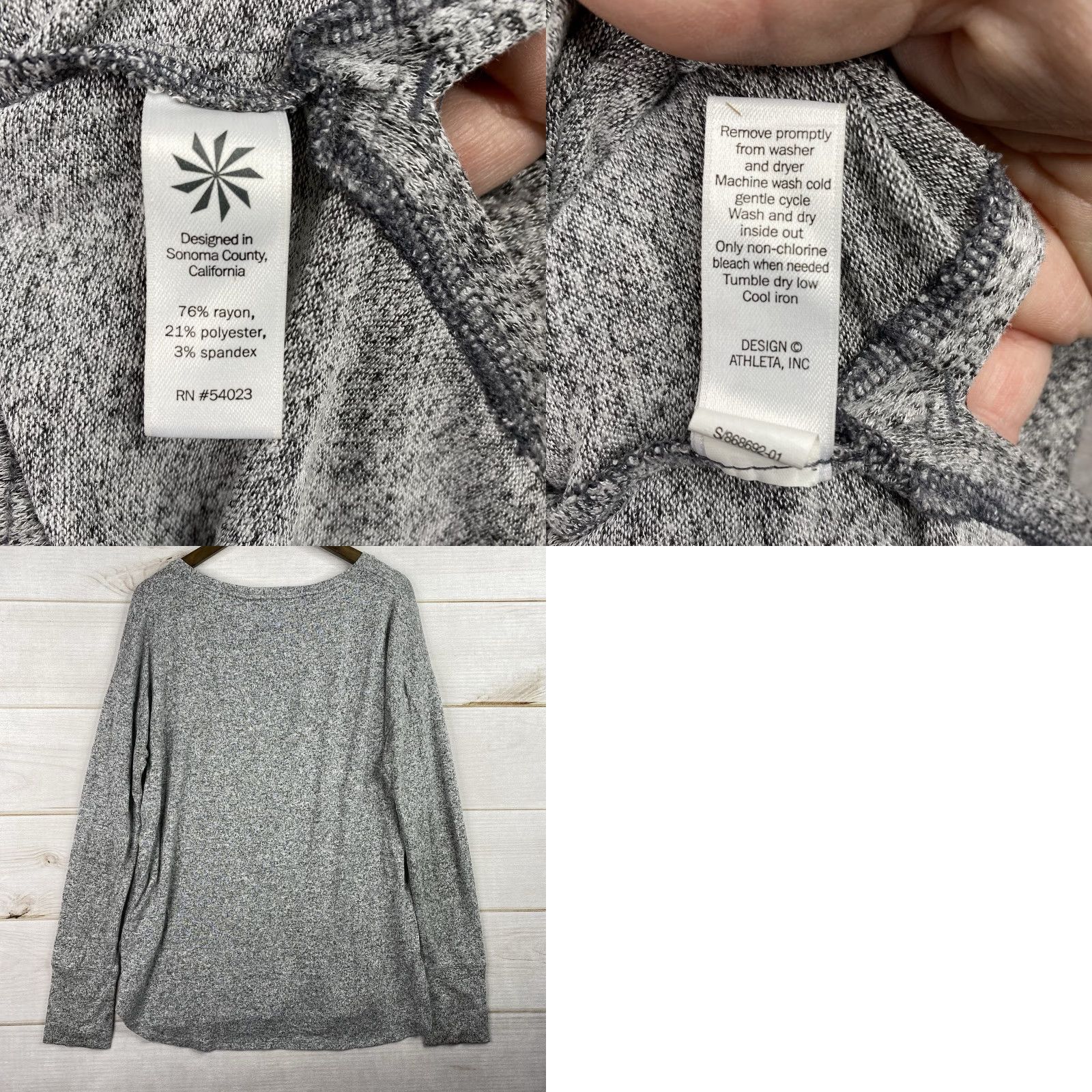 Athleta Athleta Shirt XL Gray Oversized Long Sleeve Knit Fleece Crew Neck Women T-Shirt Tunic Classic Outdoor Preppy Size XL / US 12-14 / IT 48-50 - 8 Thumbnail