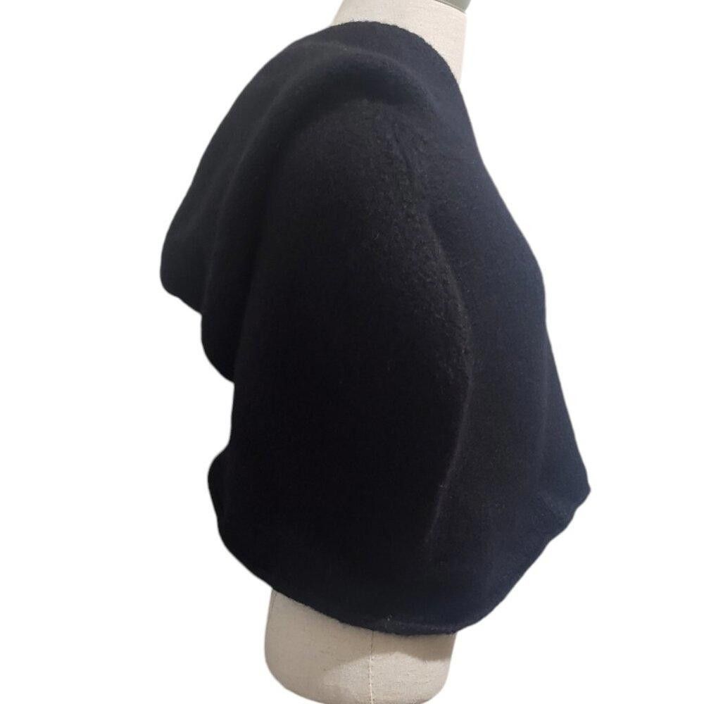 Designer CT1967 Black Hooded Alpaca Hooded Shrug L/XL Size L / US 10 / IT 46 - 2 Thumbnail