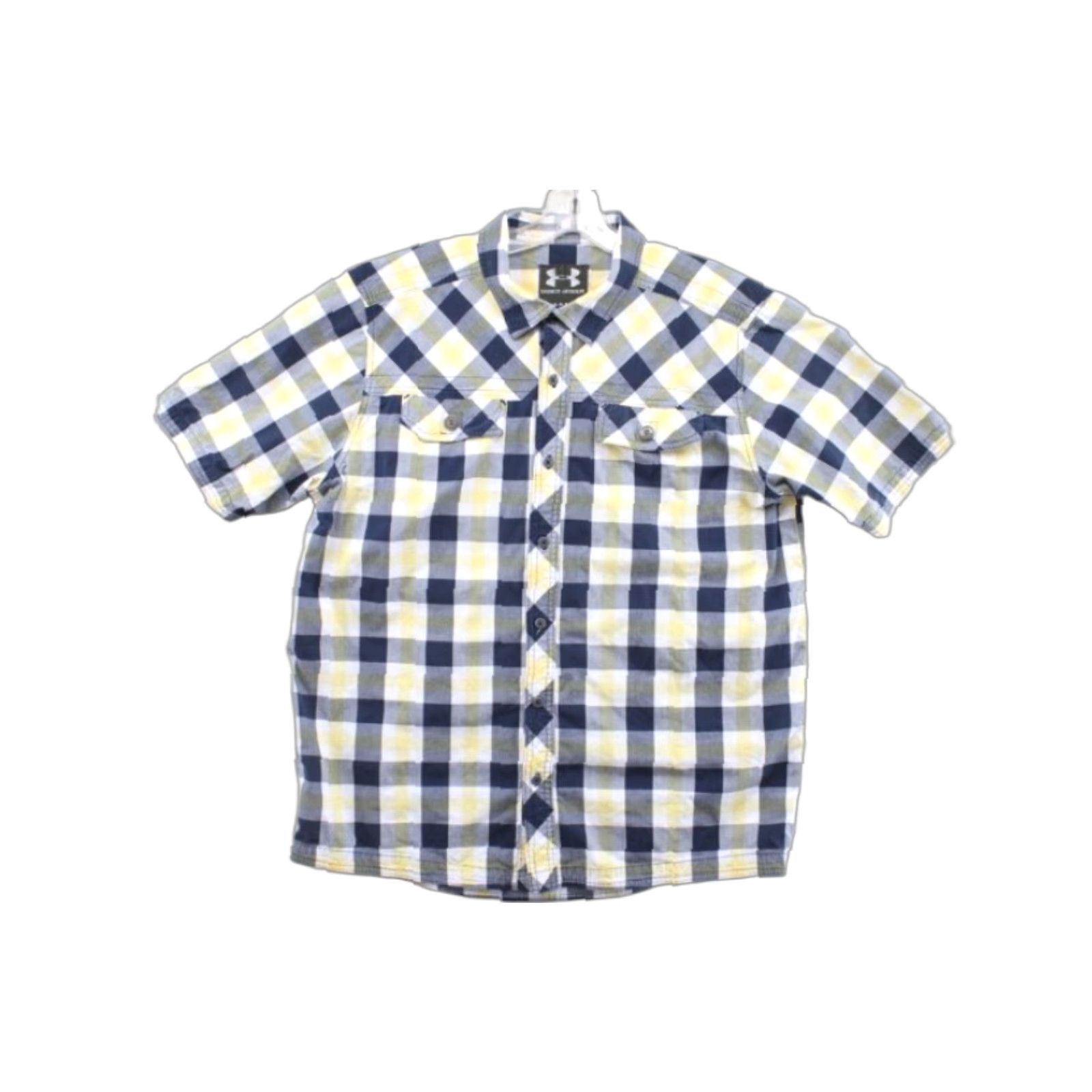 Under Armour Under Armour Shirt Men's XL Short Sleeve Plaid Cotton Preppy Black Yellow White Multicolor Casual Mens Size US XL / EU 56 / 4 - 1 Thumbnail