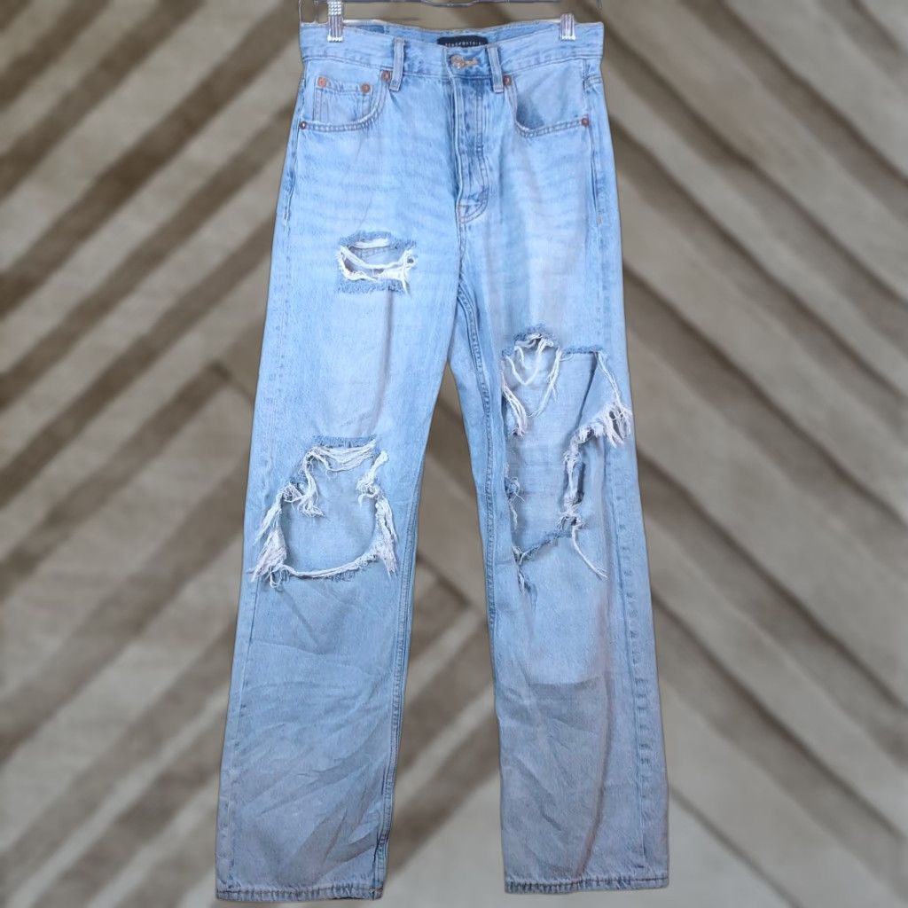 Vintage Aéropostale Jeans Blue Denim High Rise 90s Baggy Distressed 100% Cotton 4 Womens Jeans Baggy High Rise Distressed 90s Womens Boys Mens? Size 27" / US 4 / IT 40 - 1 Thumbnail