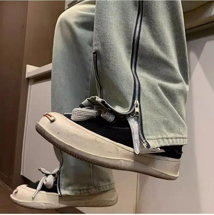 Japanese Brand Retro Straight Zipper Split Jeans Size US 30 / EU 46 - 4 Thumbnail
