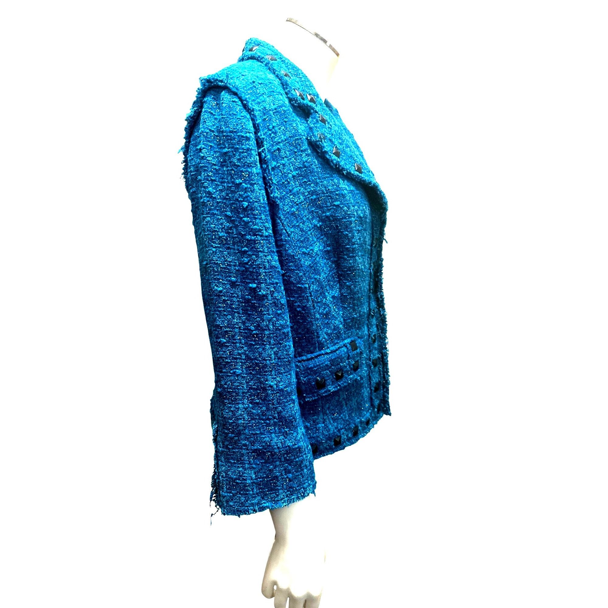 Other Alberto Makali Size 12 Teal Blue Boucle Studded Cropped Twee Size XL / US 12-14 / IT 48-50 - 5 Thumbnail