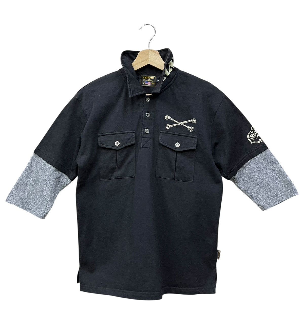 Vanson Leathers Vanson Double Skull Wings Crossbone Punk Biker Polo Size US S / EU 44-46 / 1 - 2 Thumbnail