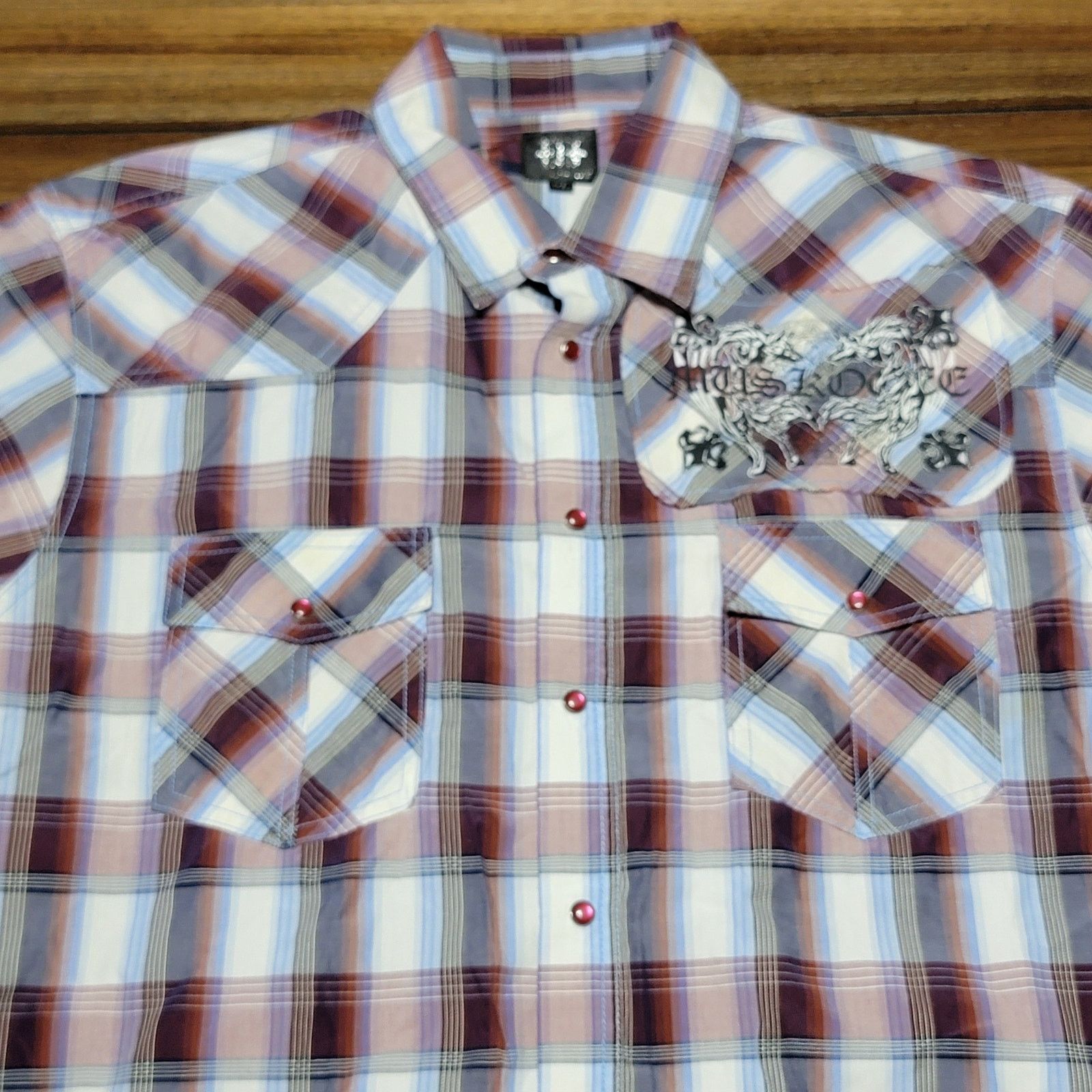 Other Muskogee LS Maroon Plaid Pearl Snap Western Shirt - Size XL Size US XL / EU 56 / 4 - 2 Thumbnail
