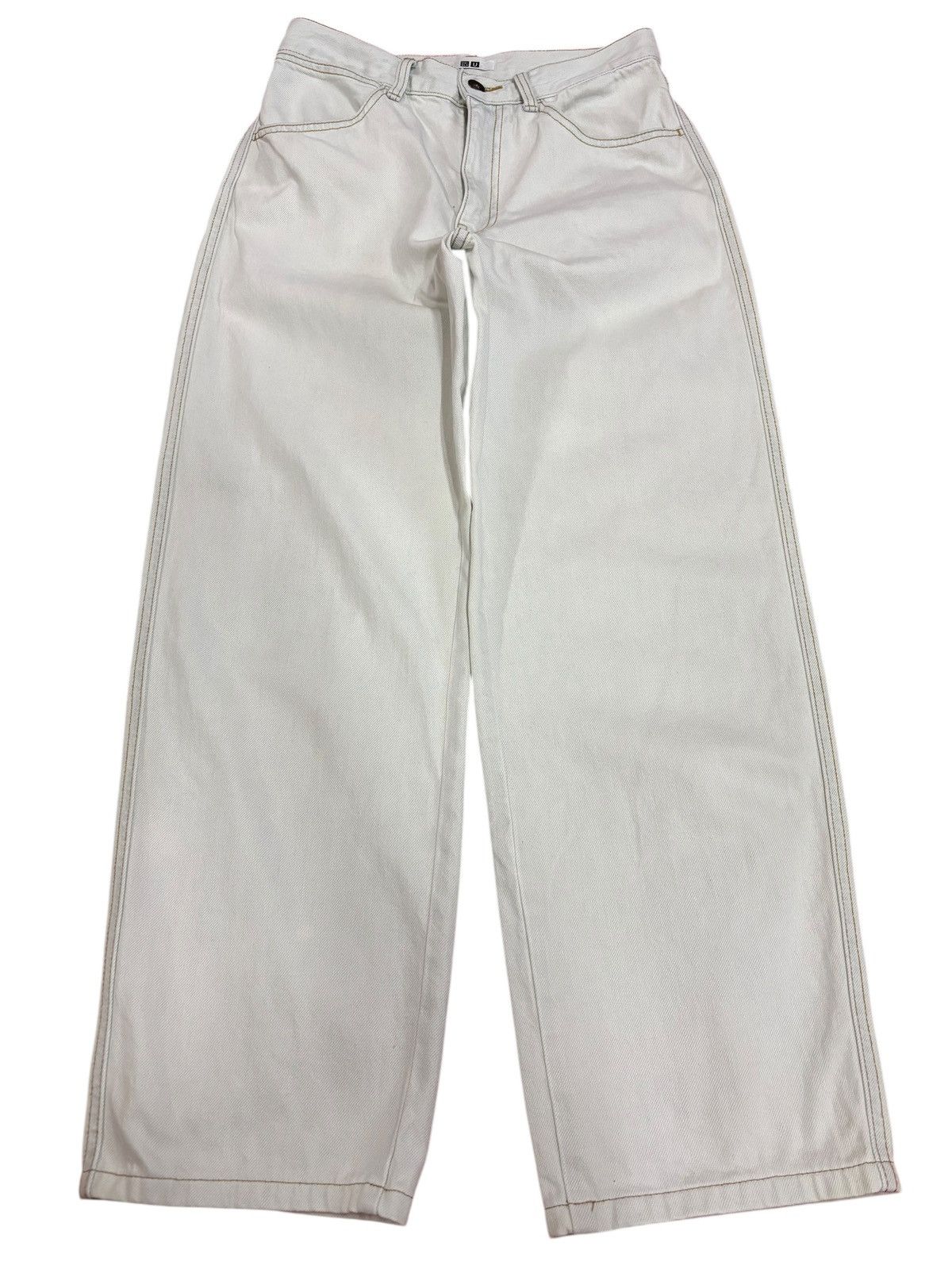 Christophe Lemaire × Lemaire × Vintage Vintage Christophe Lemaire x U Uniqlo White Baggy Jeans Size US 27 - 1 Thumbnail