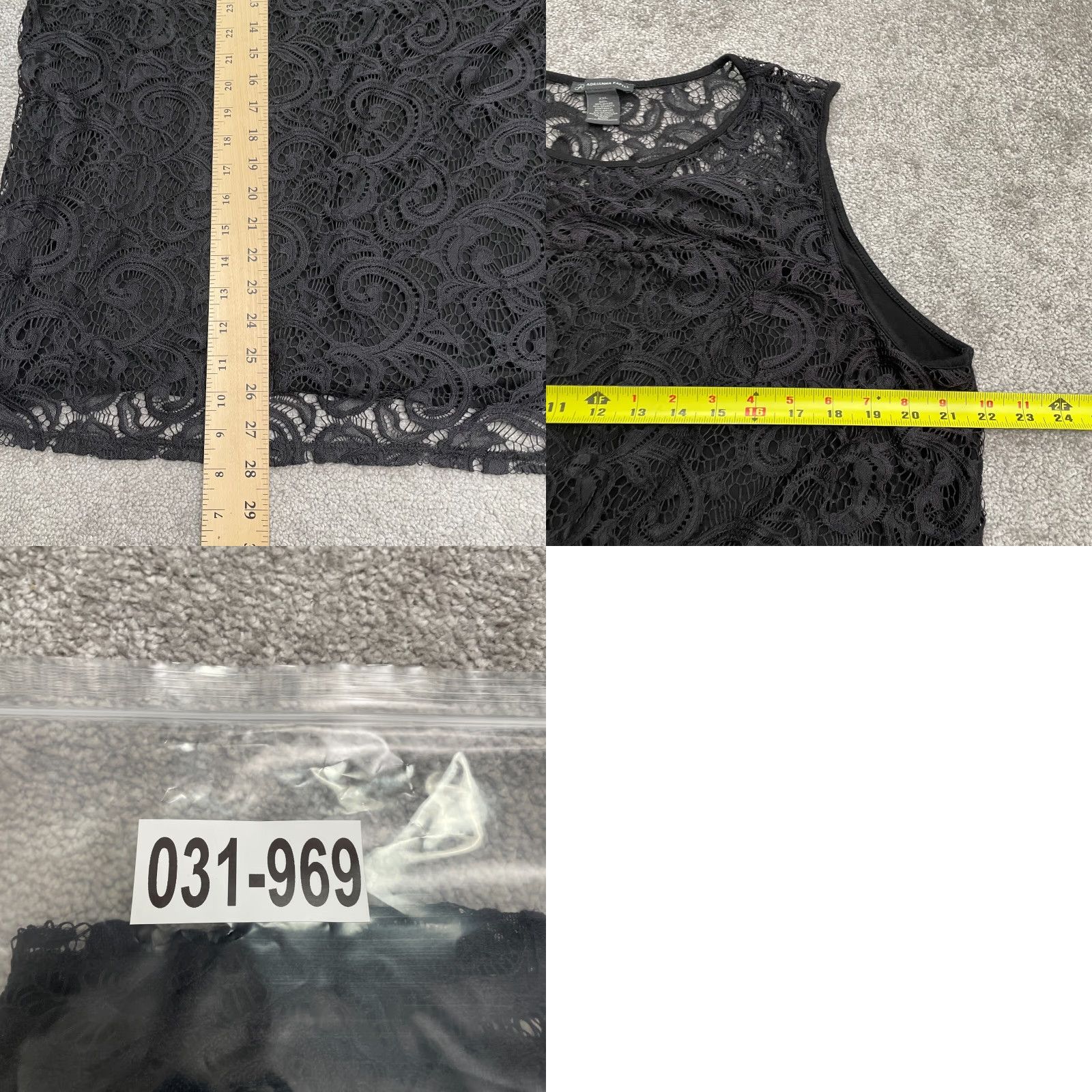 Adrianna Papell Adrianna Papell Lace Tank Top Womens 2XL Black Sleeveless Round Neck Casual Shirt Sleeveless Womens Black Lace Tank Top Size XXL / US 16-18 / IT 52-54 - 8 Thumbnail