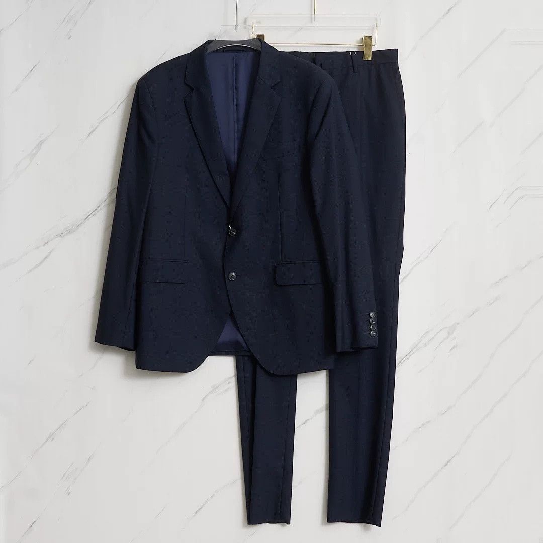 Hackett ett Men's Navy Dark Check Suit Size US M / EU 48-50 / 2 - 1 Thumbnail
