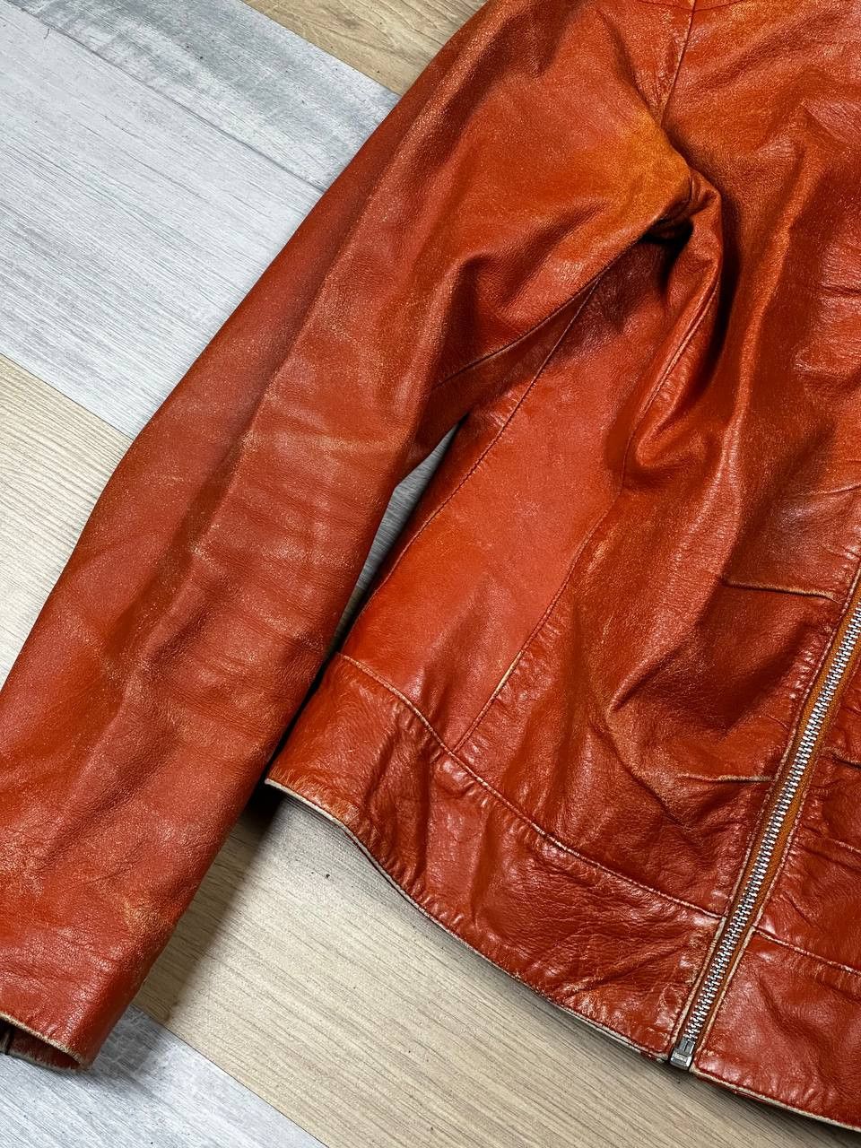 Leather Vintage Slim Bomber Cropped Leather Jacket Grunge Size S / US 4 / IT 40 - 7 Thumbnail