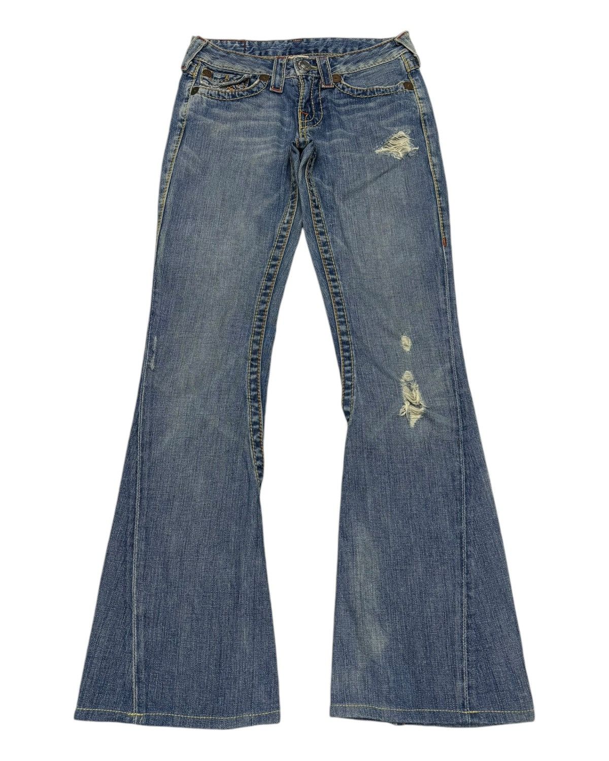 True Religion FLARE JEANS TRUE RELIGION DISTRESSED DENIM JEANS Size 27" / US 4 / IT 40 - 1 Thumbnail
