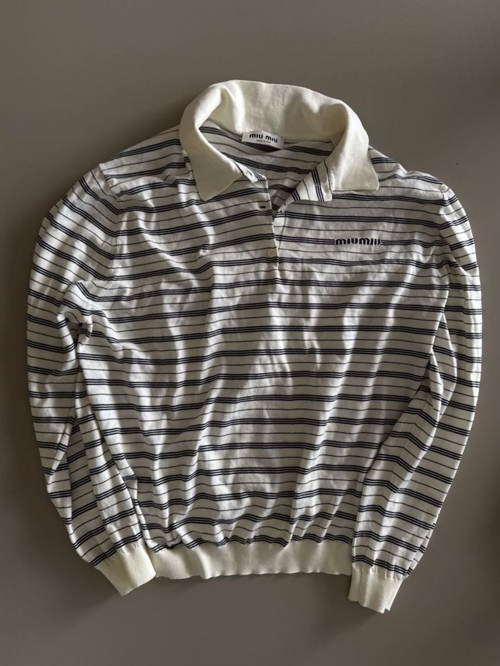 logo-print striped polo top