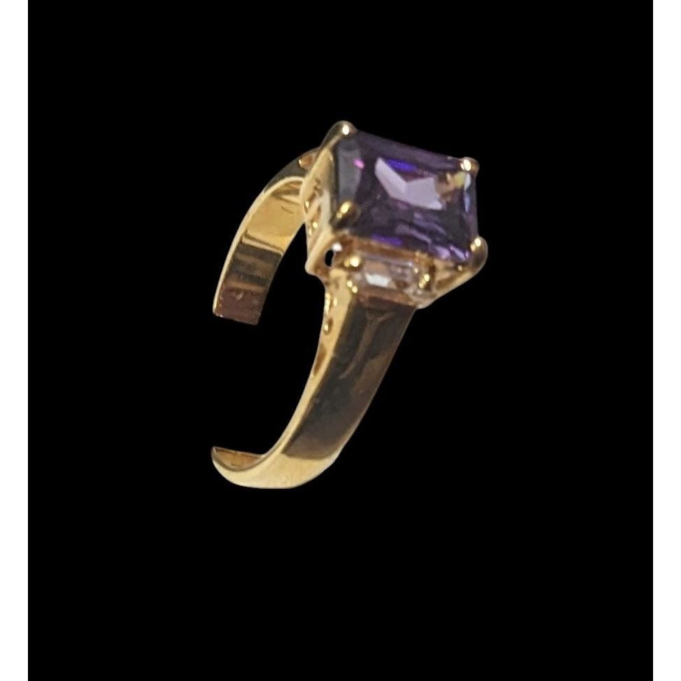 Other Whimsical Fantasy Purple Stone Bright Gold Tone Ring Size Size ONE SIZE - 11 Thumbnail