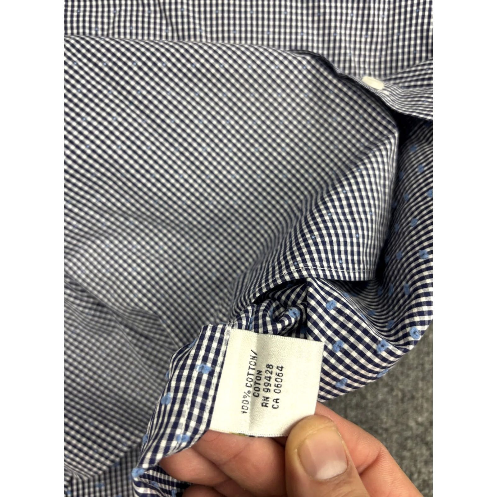 BUGATCHI Bugatchi Shirt Mens 2XL Blue Check Long Sleeve Button Front Cotton Casual Size US XXL / EU 58 / 5 - 7 Thumbnail