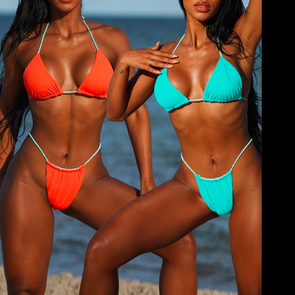 Other Prettylittlething Blue Orange Revers Rib Bikini Set Size 6 Size ONE SIZE - 1 Thumbnail