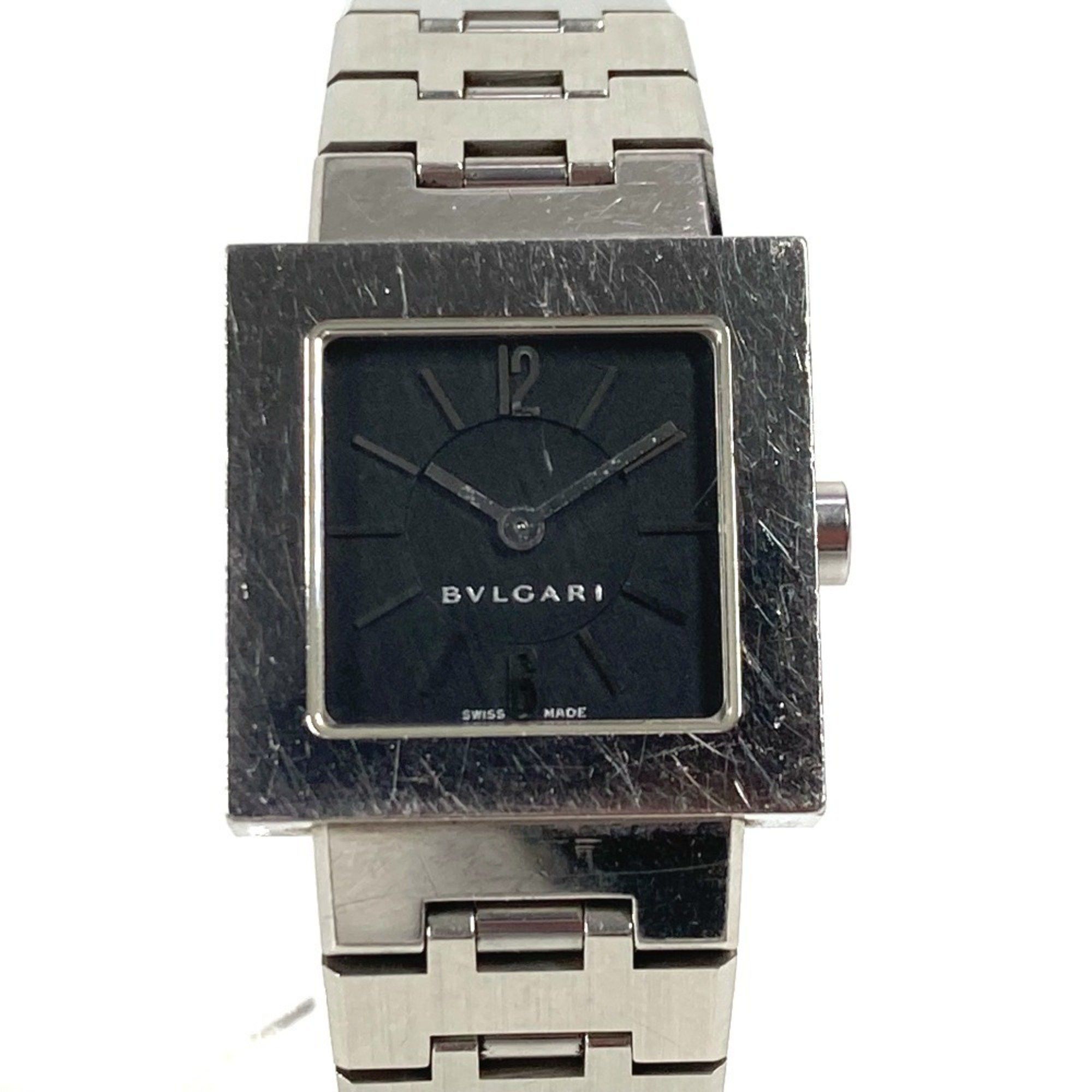 BVLGARI SQ22SS Square Quadrado Ladies Watch SS Silver