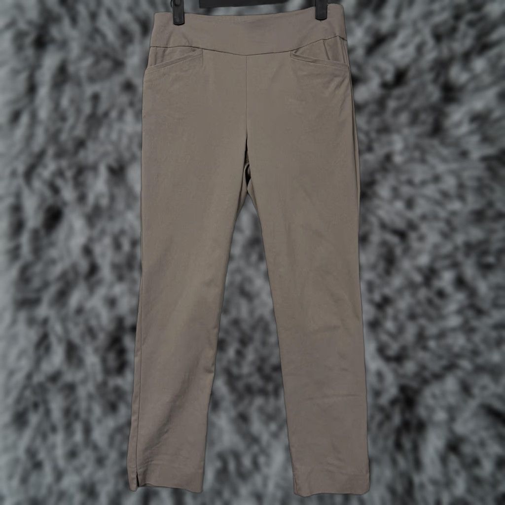 Vintage Chico's Chicos Perfect Stretch Taupe Pull-On Ankle Pants 00 Women Slim Tapered Pockets Flat Front Stretch Ponte Casual Formal Mens Womens Size 24" / US 00 / IT 34 - 1 Thumbnail