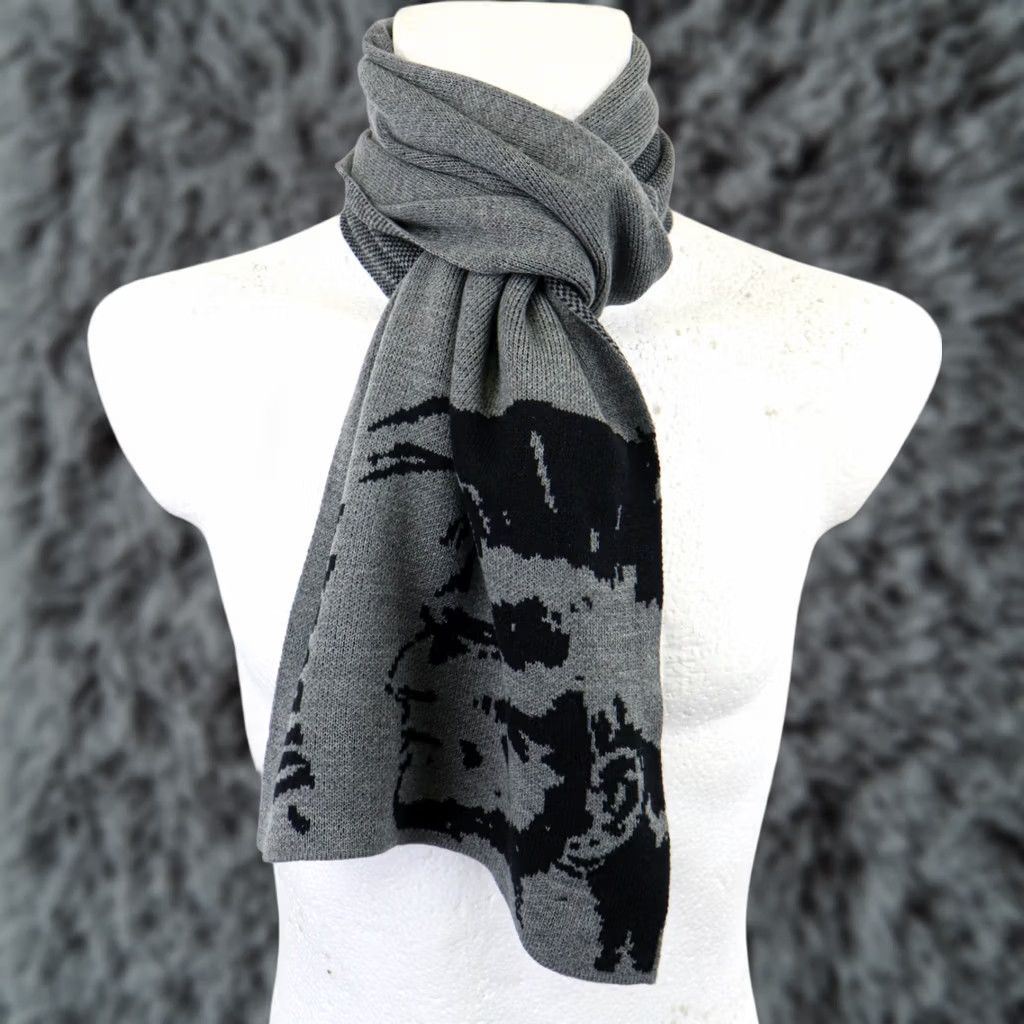 Diesel DIESEL Scarf Men ONE SIZE Grey Logo Rib Knitted Rectangle Muffler Size ONE SIZE - 1 Thumbnail
